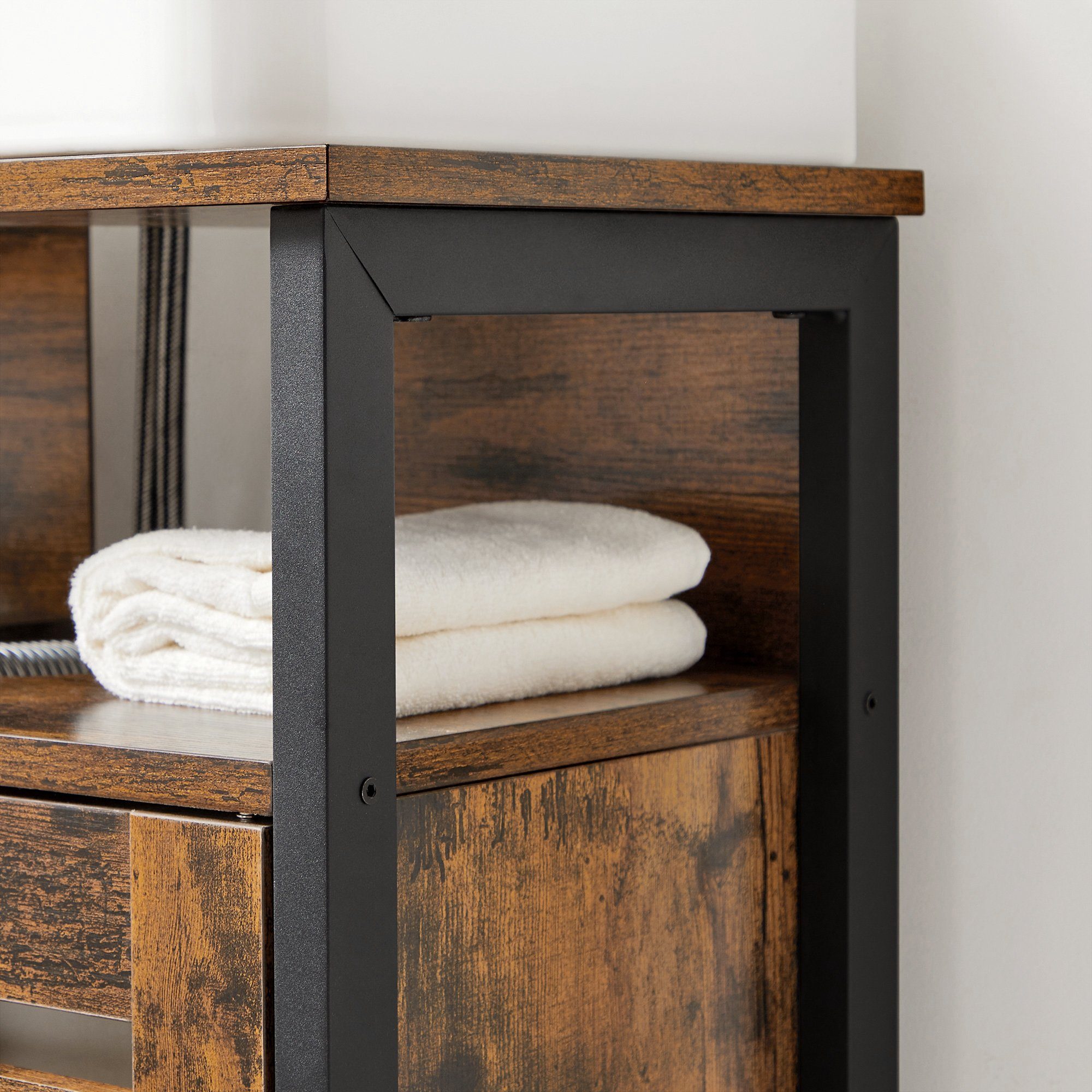 VASAGLE Waschbeckenunterschrank Badezimmerschrank Aufbewahrungsschrank, Badschrank, Unterschrank 2 Lamellentüre, verstellbare Regalebene, 60 x 30 x 60 cm – Bild 5 von 5