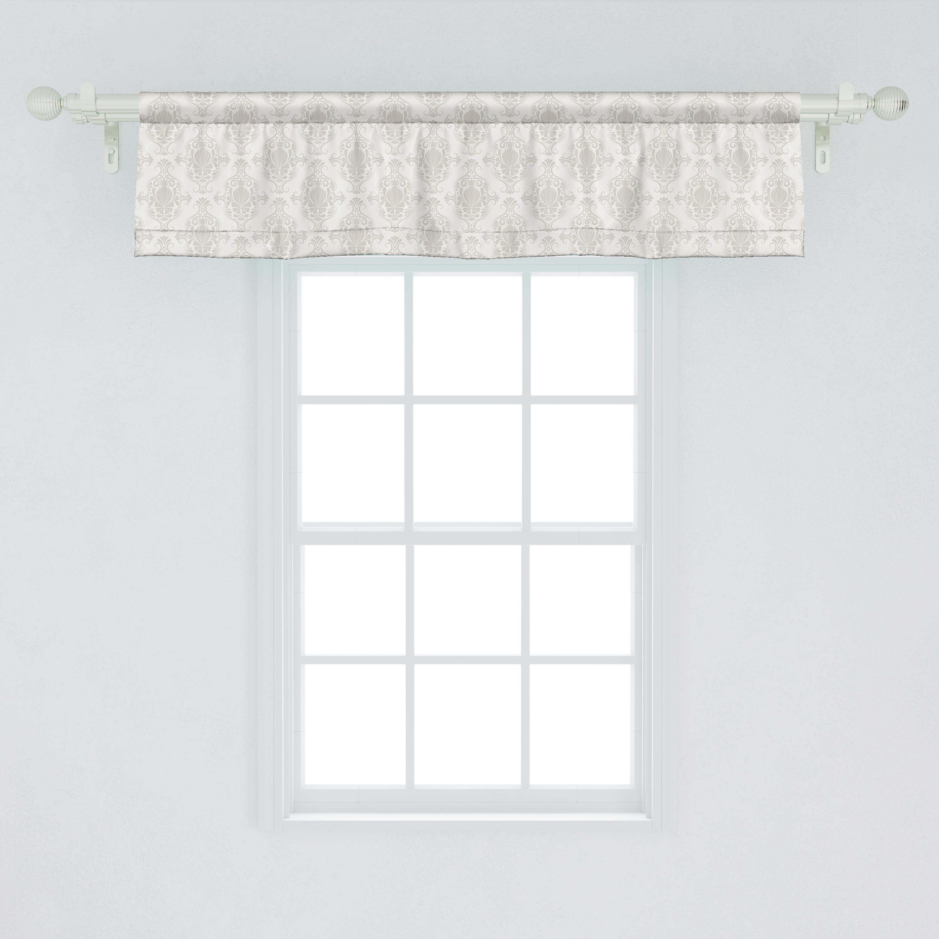 Scheibengardine Vorhang Microfaser, mit Volant Kunst Motiv Schlafzimmer Victorian Abakuhaus, Floral für Dekor Stangentasche, Küche Damast