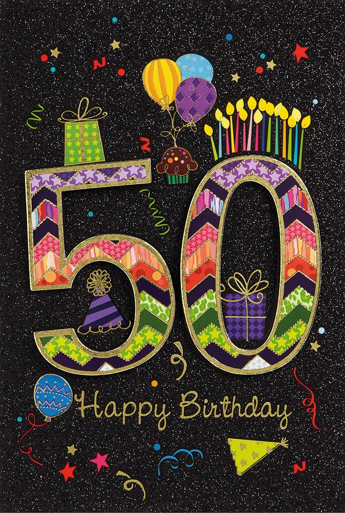Grußkarten 50. Geburtstag - Collage - Glückwunschkarte im Format 11,5 x 17 cm