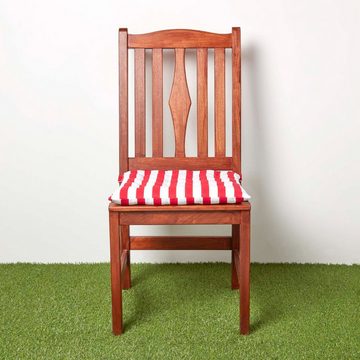 Homescapes Stuhlkissen Sitzkissen mit breiten Streifen, 100% Baumwolle, rot, 40 x 40 cm