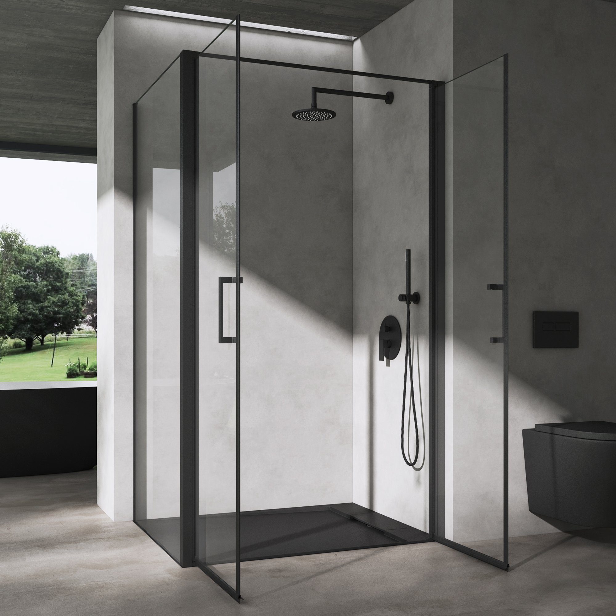 doporro Eckdusche Duschkabine Rav66 Rechts-oder Linkseinstieg Sicherheitsglas, BxT: 90x75 cm, Einscheibensicherheitsglas