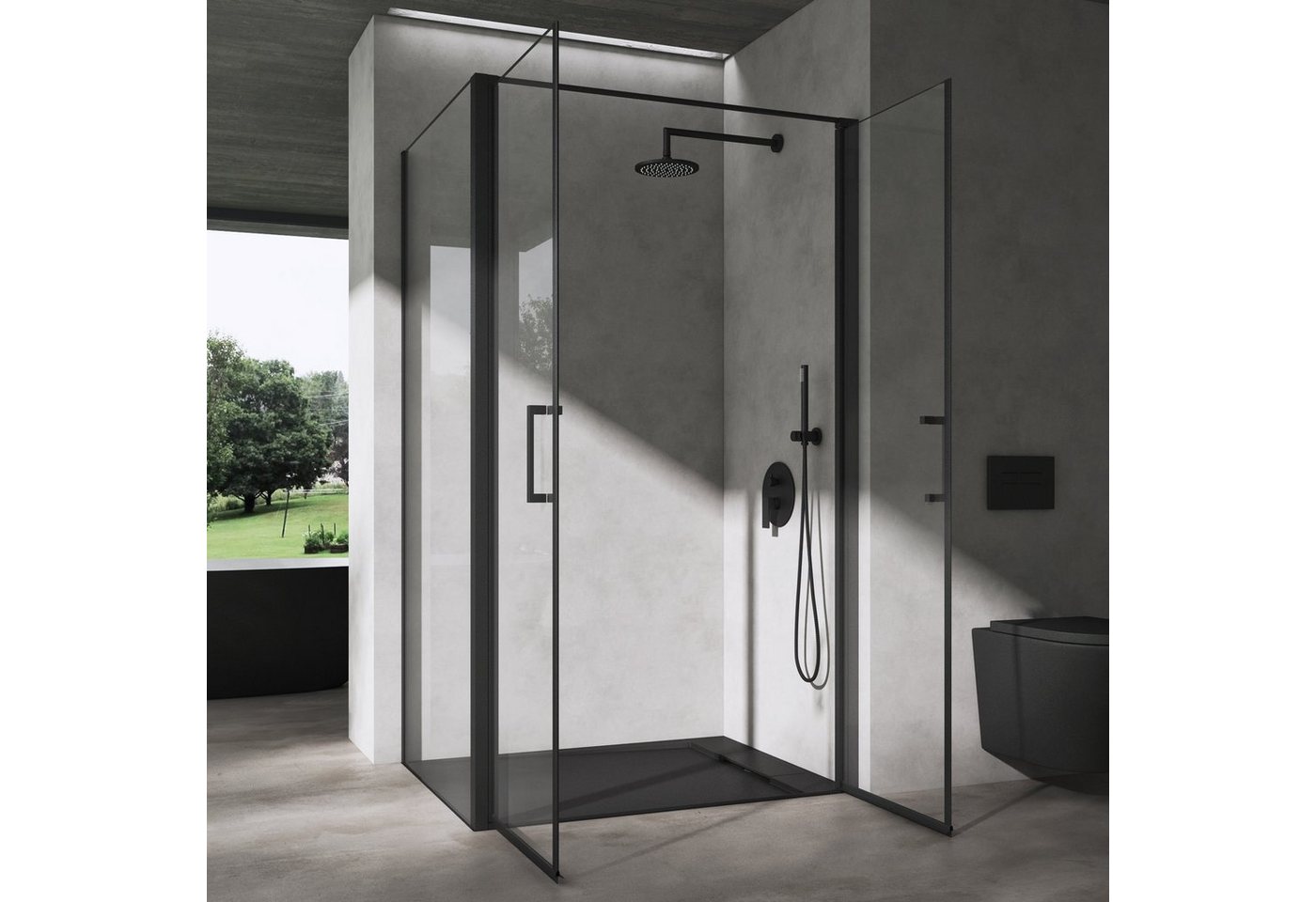 Thumbnail - doporro Eckdusche Duschkabine Rav66 Rechts-oder Linkseinstieg Sicherheitsglas, BxT: 90x75 cm, Einscheibensicherheitsglas