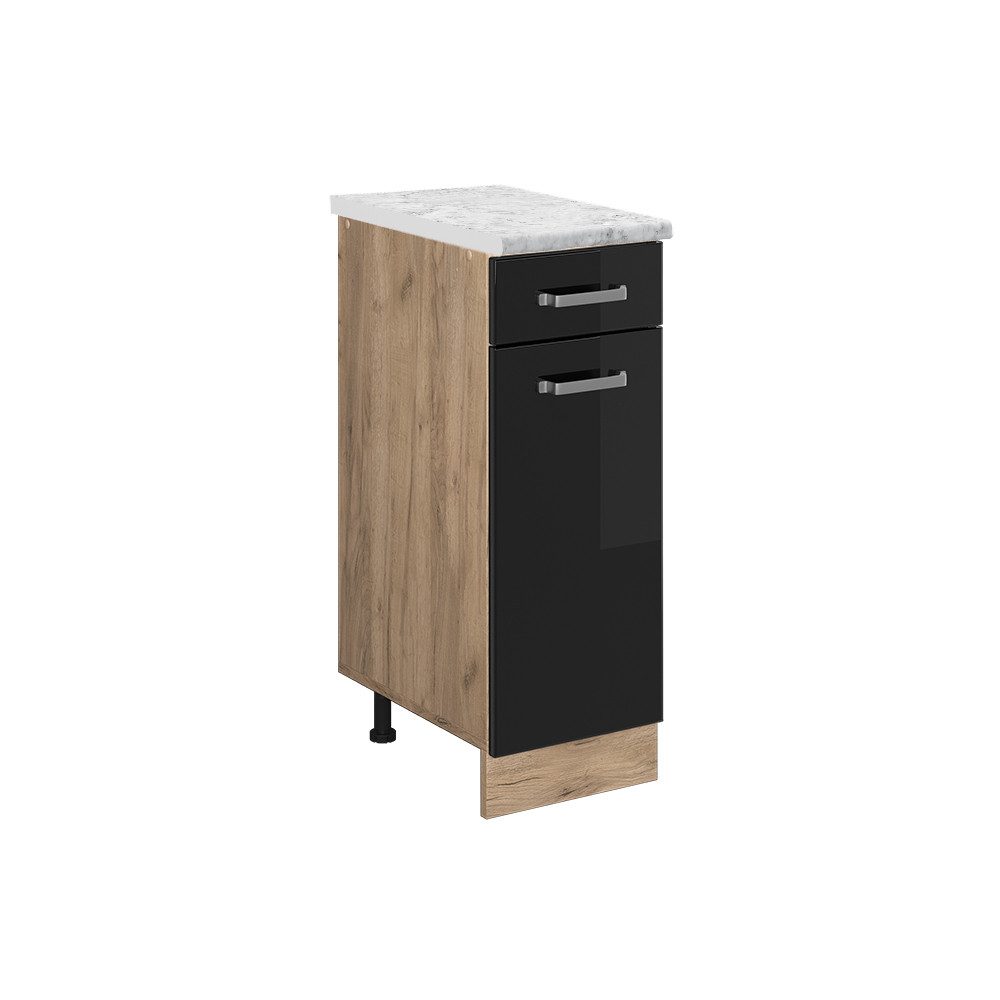 Vicco Unterschrank R-Line, Schwarz Hochglanz/Goldkraft Eiche, günstig online kaufen