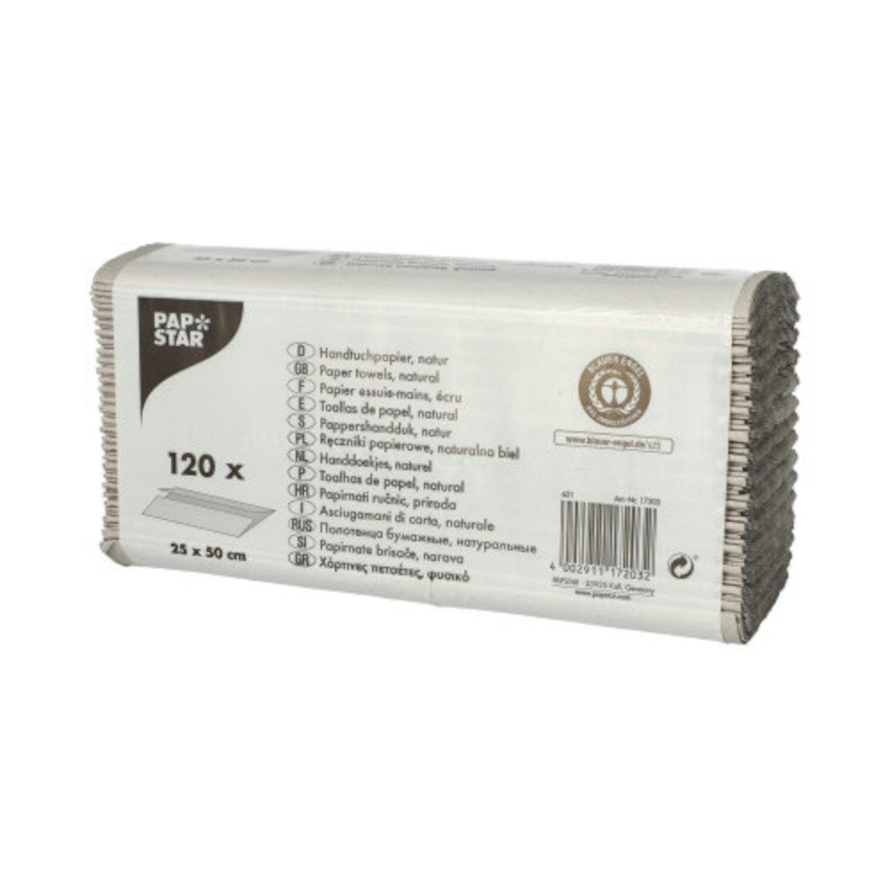 PAPSTAR GmbH Papierhandtuch Papierhandtücher C-Falz 50 cm x 25 cm natur 1-lagig 20 x 120 Blatt