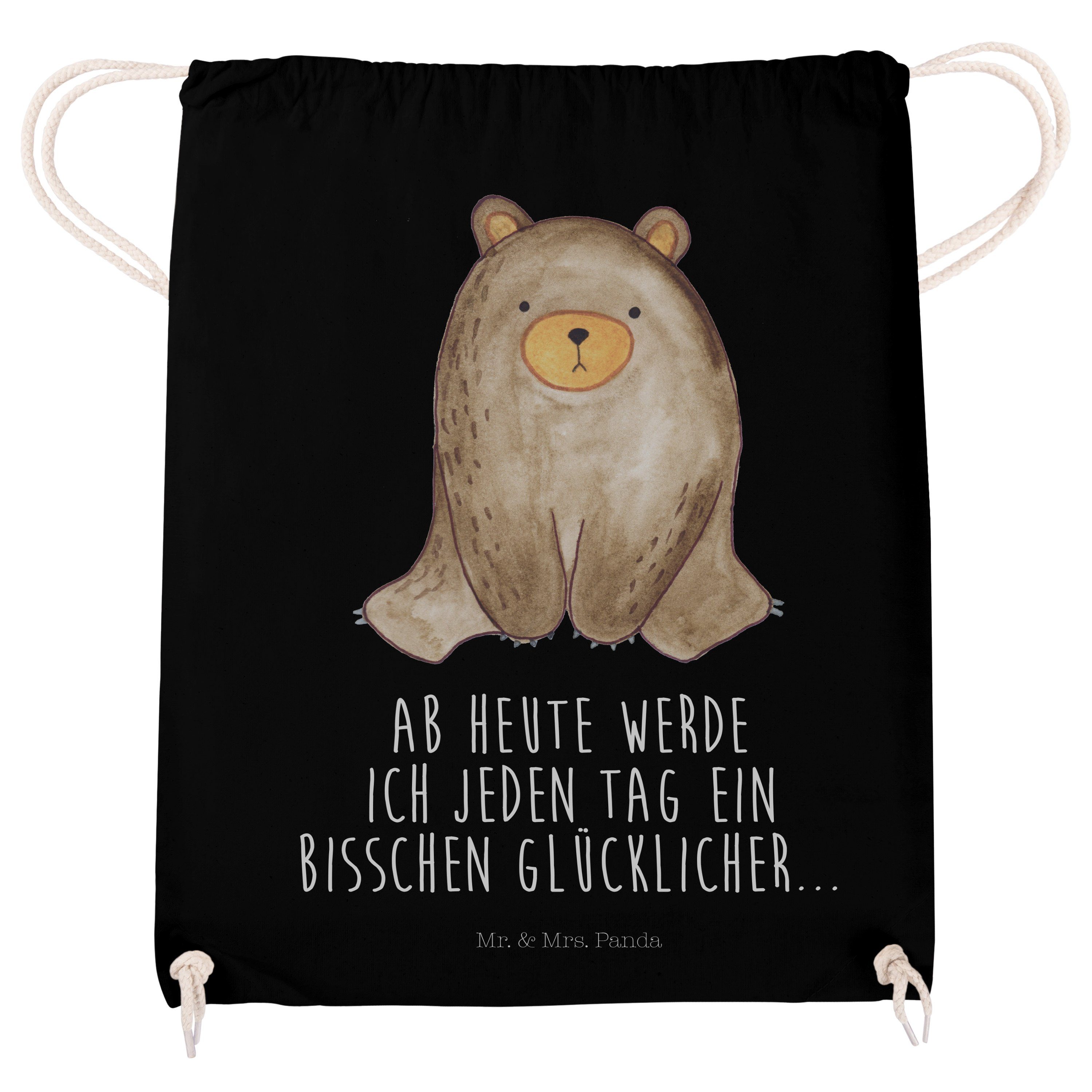 Teddy, (1-tlg) Sto sitzend & Sporttasche - Schwarz Turnbeutel, Mrs. - Geschenk, Sportbeutel, Bär Mr. Panda