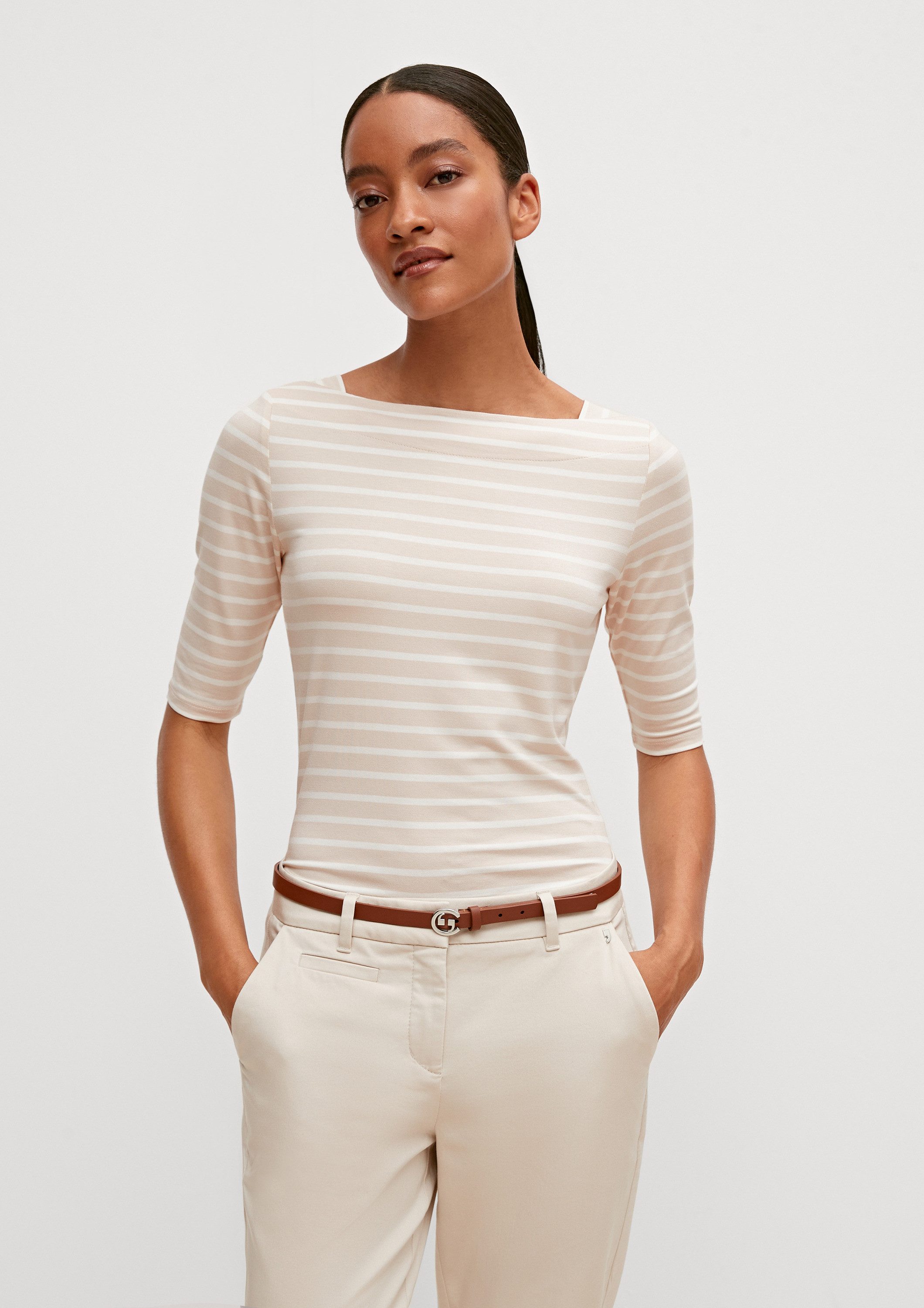 comma 3/4-Arm-Shirt T-Shirt Streifenshirt im Slim Fit günstig online kaufen