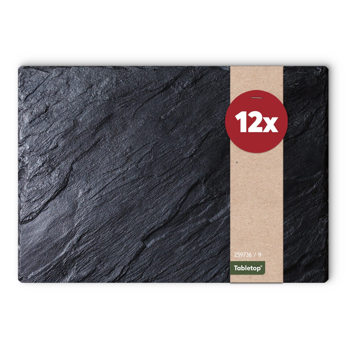 matches21 HOME & HOBBY Platzset Abwaschbare Tischsets 12er Set Schiefer-Optik Stein-Optik, (12-St), Platzsets als Tisch-Untersetzer und Tisch-Deko für Esstisch Teller