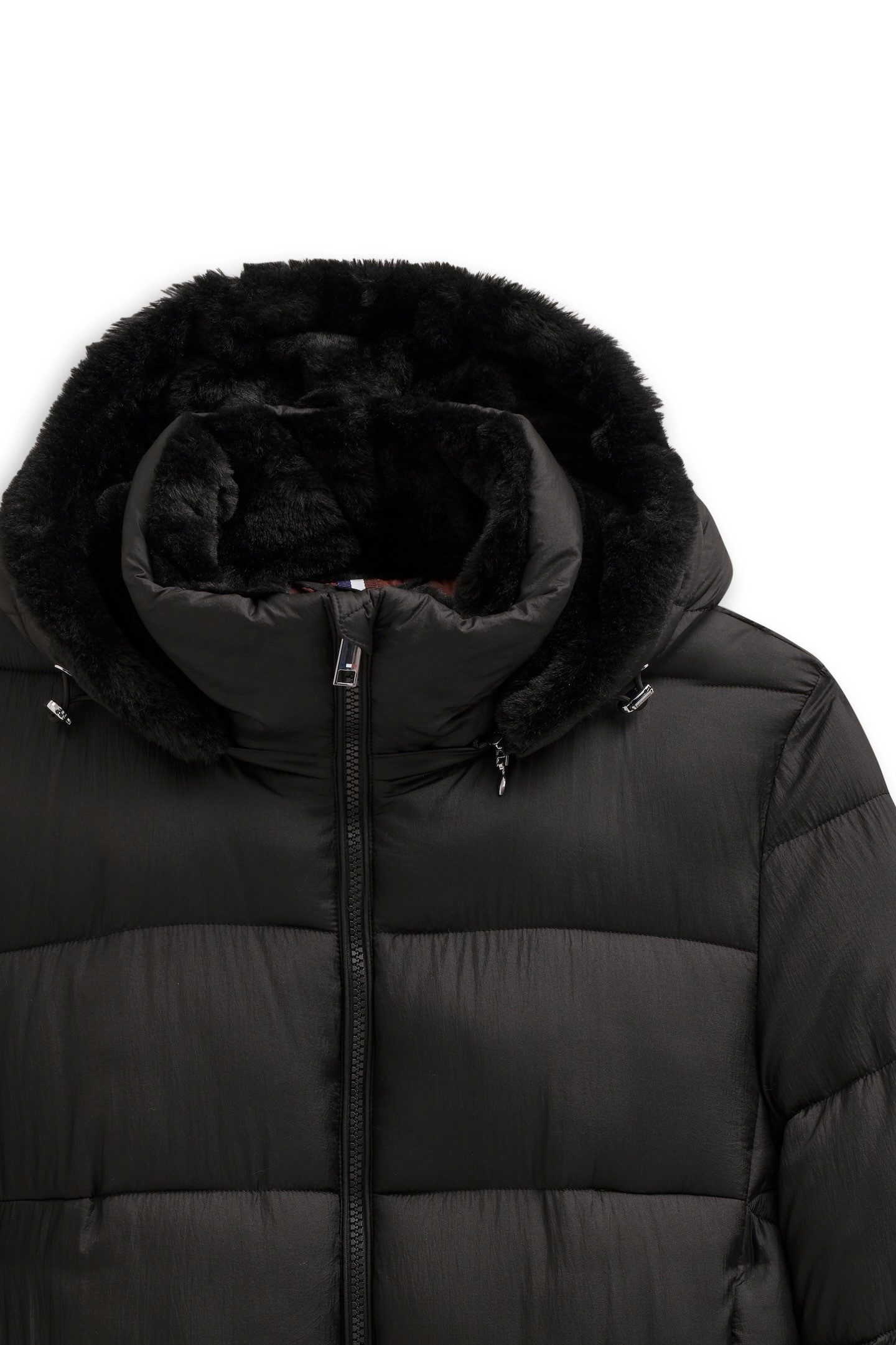 bugatti Steppmantel Loose Fit mit Kunstfell & abnehmbarer Kapuze