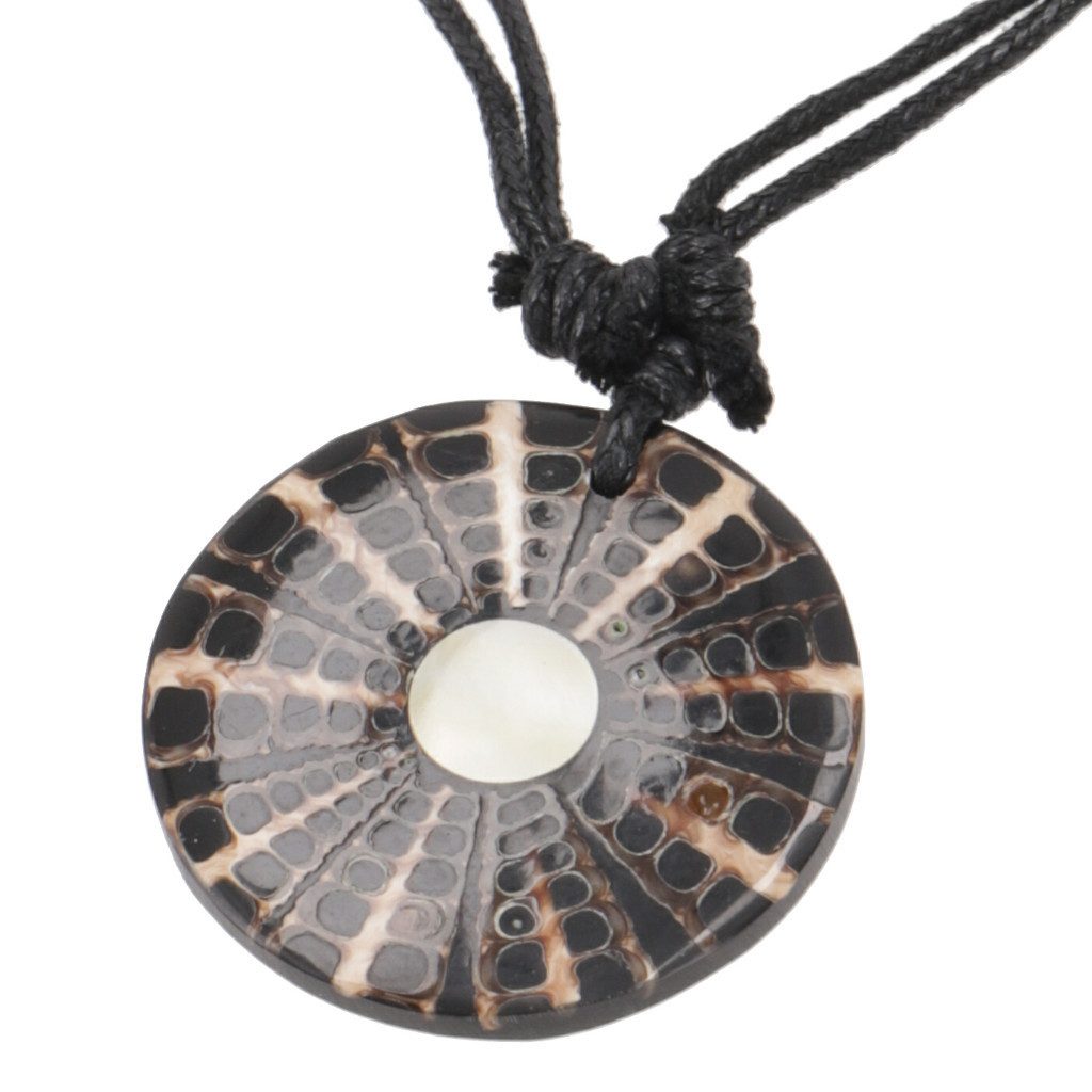 Guru-Shop Perlenkette Ethno Kette, Surferkette mit Muscheleinlage,..
