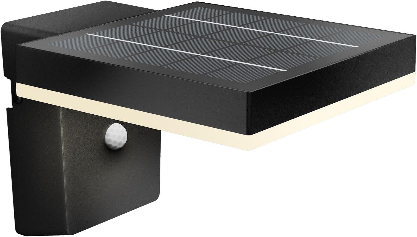 Philips Hue LED Außen-Wandleuchte Outdoor A-Label Solar Zonal Wandleuchte mit Sensor eckig, LED fest integriert