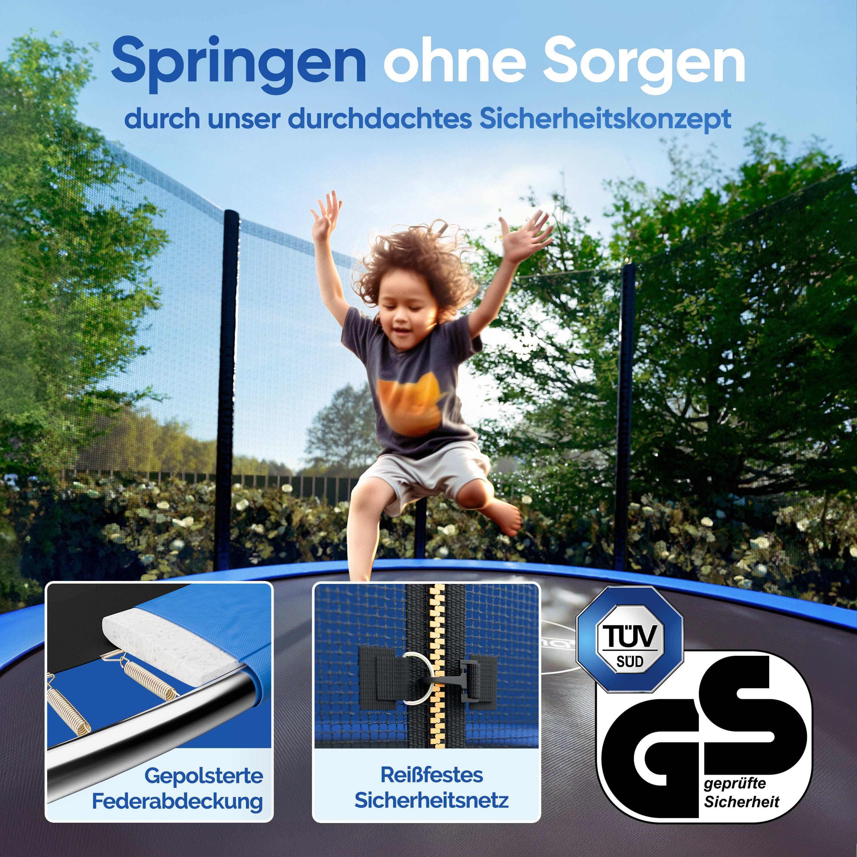 monzana Gartentrampolin, Ø 183 cm, Ø 183 / 244 / 305 / 366 / 427 cm Komplettset TÜV SÜD GS