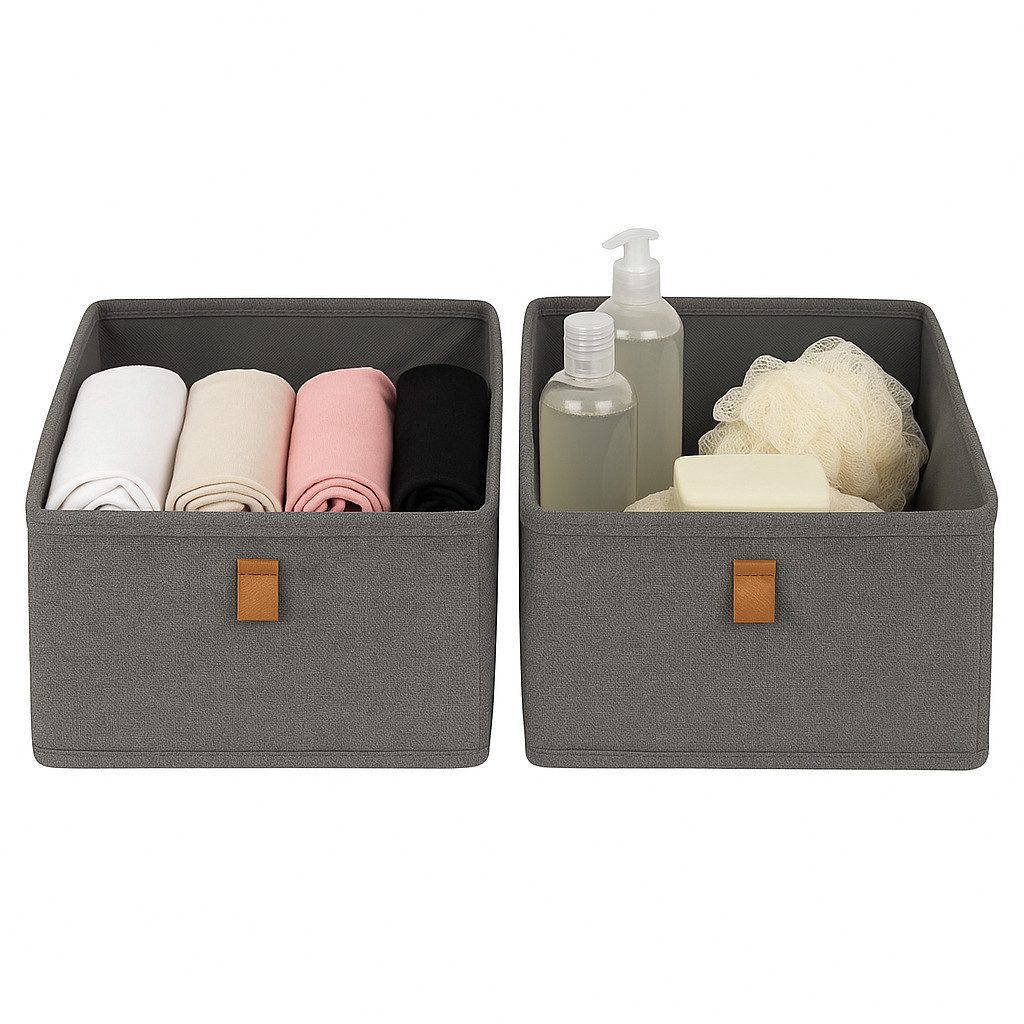 hausleben Organizer Aufbewahrungsboxen 2er Set (2 St), Verstärkte Ordnungsboxen aus Leinen-Polyester