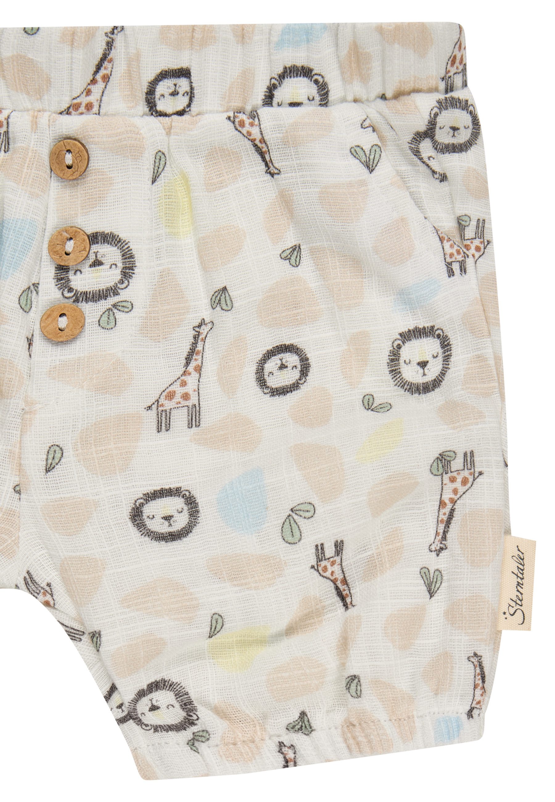 Sterntaler® Shorts Shorts Safari (1-tlg) Shorts, Leinenoptik m. Safari-Print, elastisches Bündchen, Kokosknöpfe