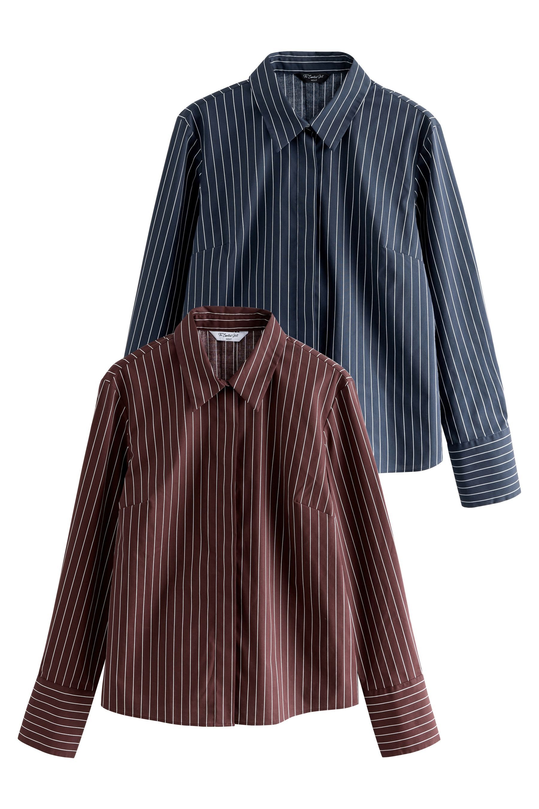 Next Langarmhemd Essential Langarmshirts mit Stretch günstig online kaufen