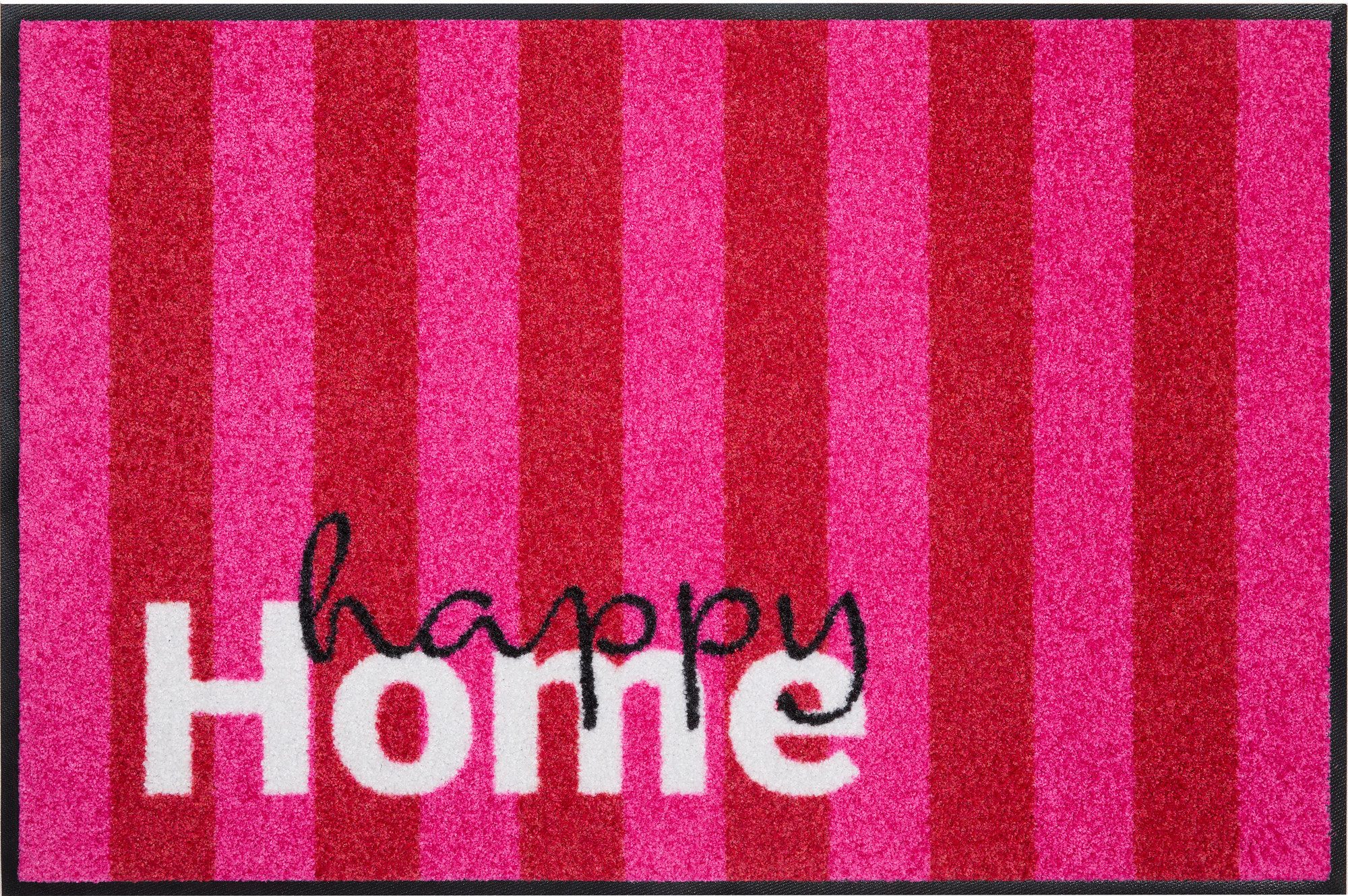 Erwin Müller Fußmatte Fußmatte "Happy Home", eckig, Höhe: 7 mm, Streifen/Schriftzug: Happy Home