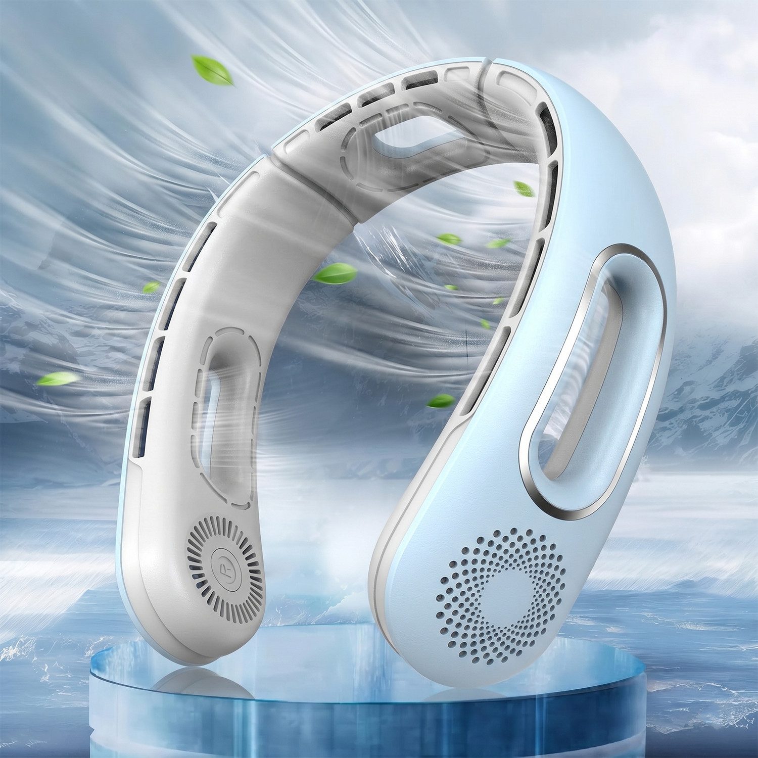 MOPUEA Mini USB-Ventilator Wiederaufladbarer USB-Nackenventilator 4 Stufen 360° Luftstrom, Ventilator für Büro, Pendeln, Reisen und Outdoor