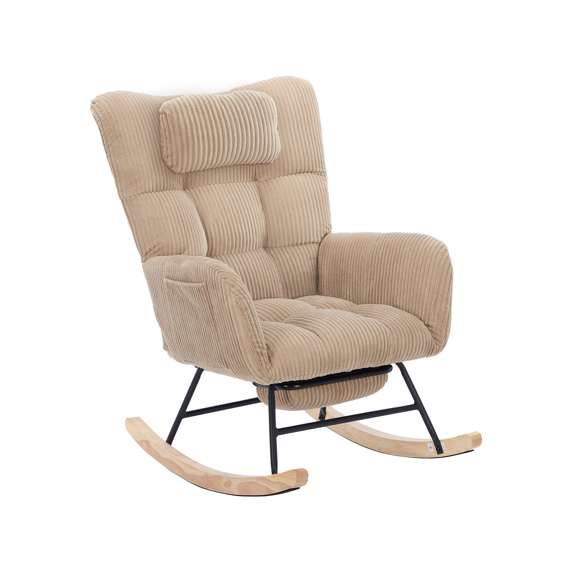 STILVORA Schaukelstuhl Relaxsessel Loungesessel Schaukelsessel mit Nackenkissen und Pedal