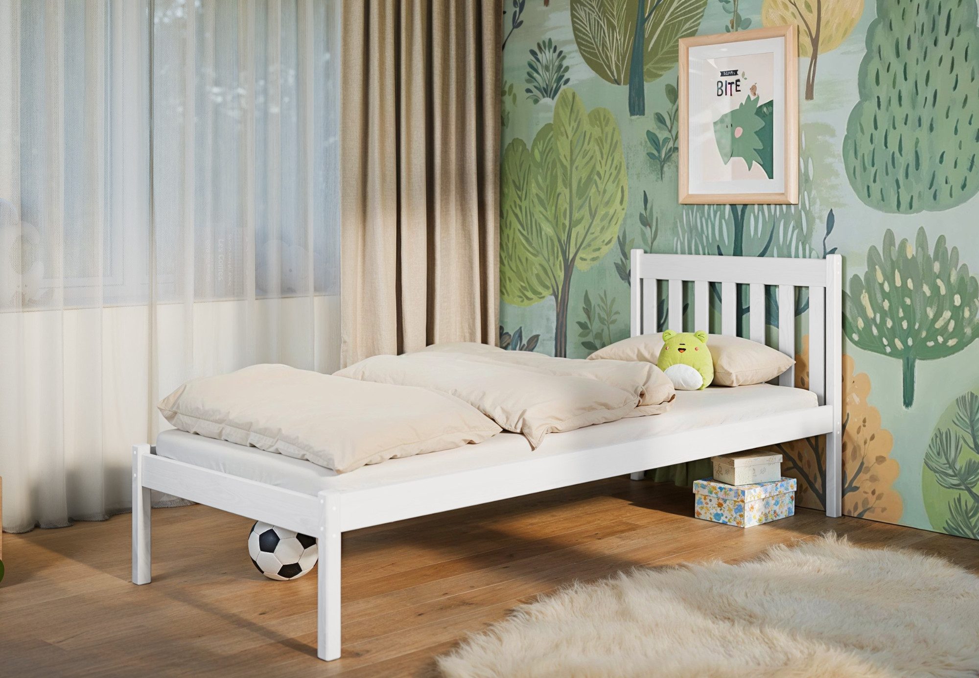 Kinderbett Einzelbett 90x200 cm mit Lattenrost modernes Design