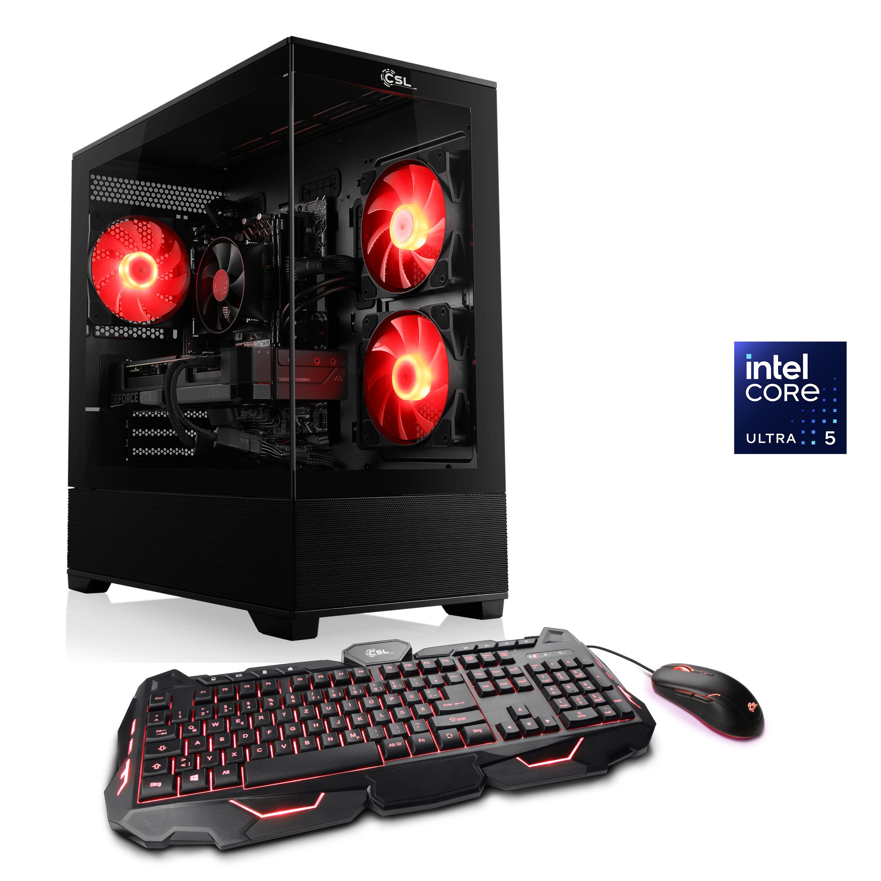 CSL AeroVision V24332 Gaming-PC (Intel 225F, GeForce RTX 5060 Ti, 16 GB RAM, 500 GB SSD, Luftkühlung)