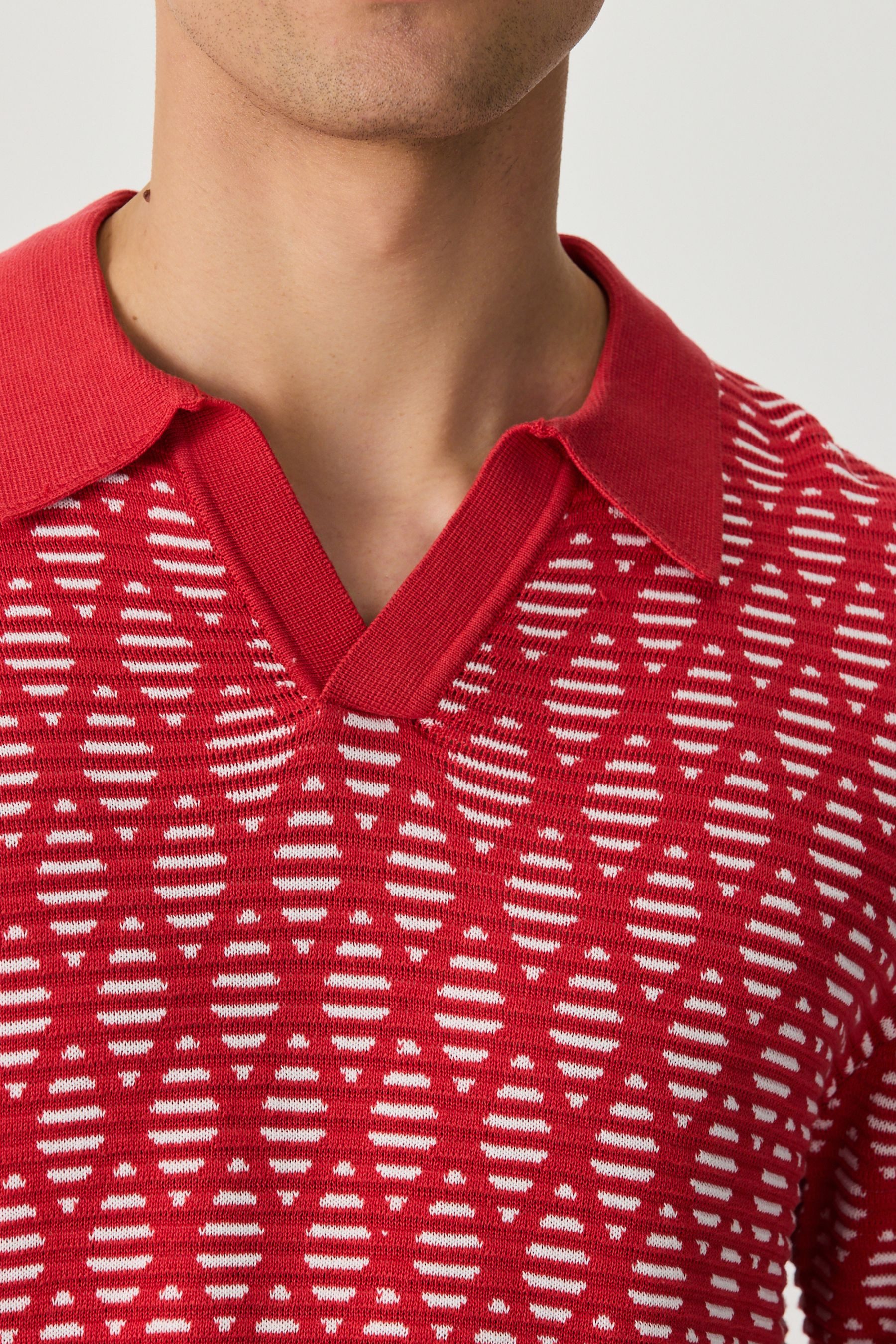 Next Poloshirt Kurzärmeliges Regular Fit Polohemd, Argyle-Muster (1-tlg) – Bild 5 von 5