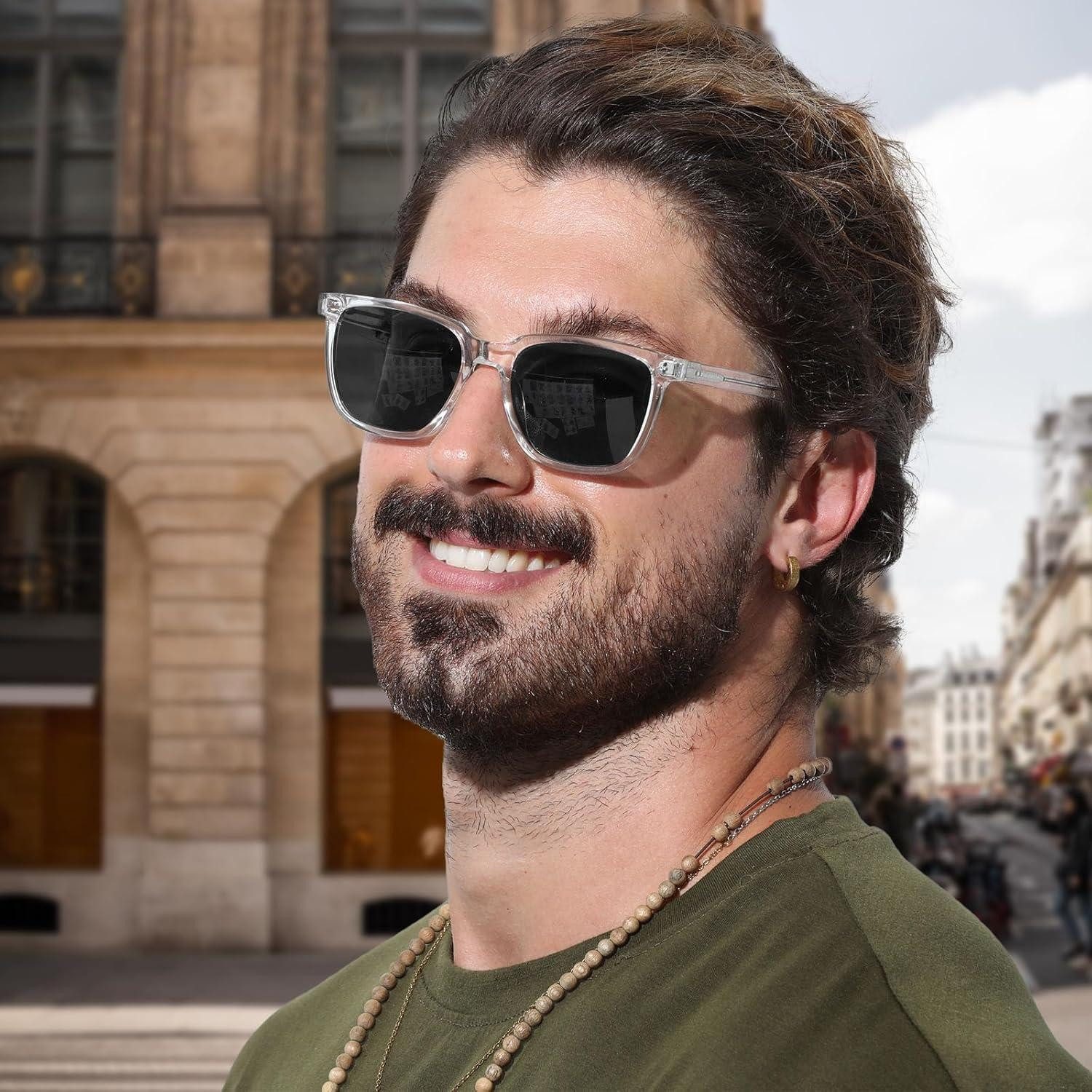 LuxusKollektion Sonnenbrille Sonnenbrille Herren polarisiert B - Rahmen: Transparent; Linsen: Grau