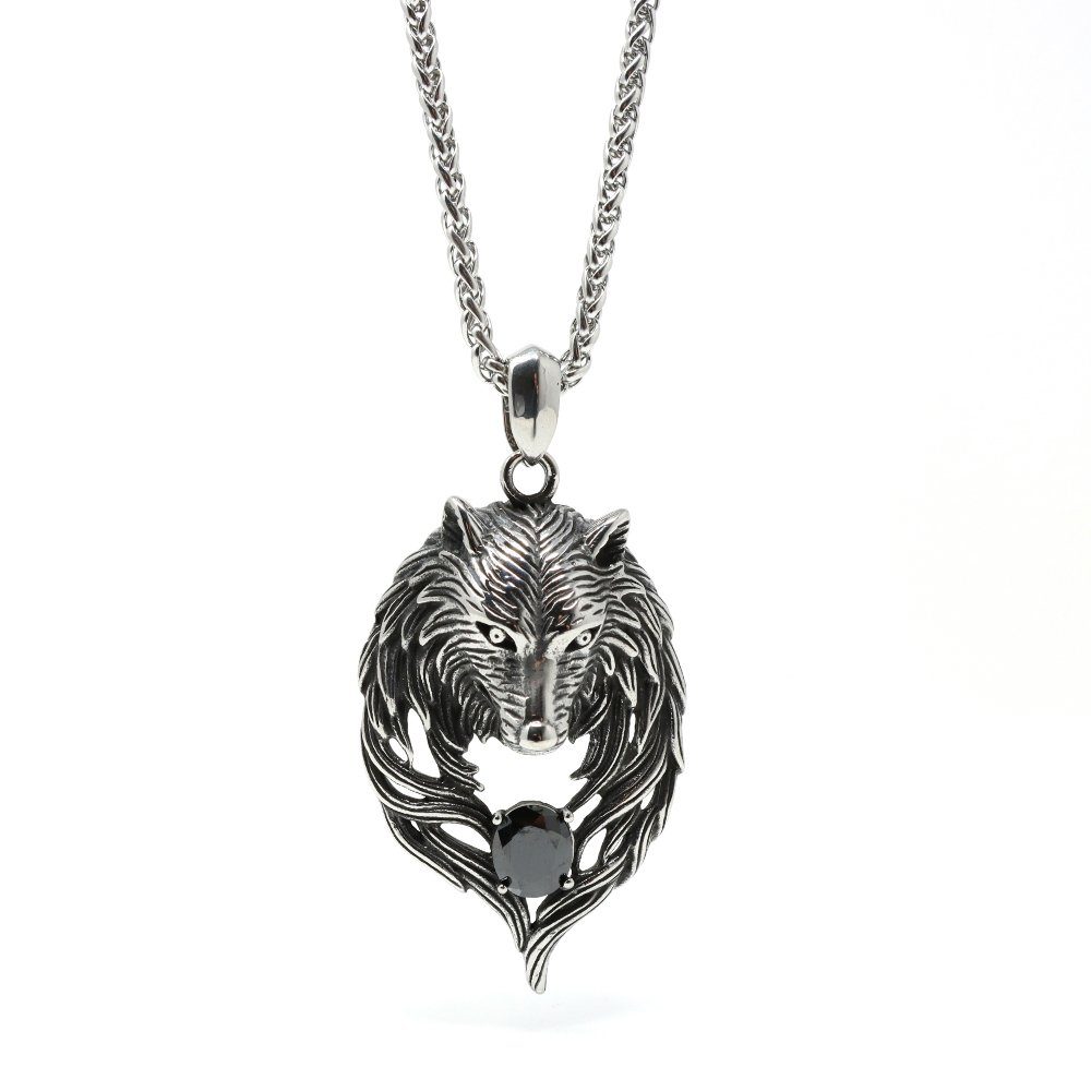 DALMARO Edelstahlkette Lederkette Edelstahl 316 WOLF günstig online kaufen