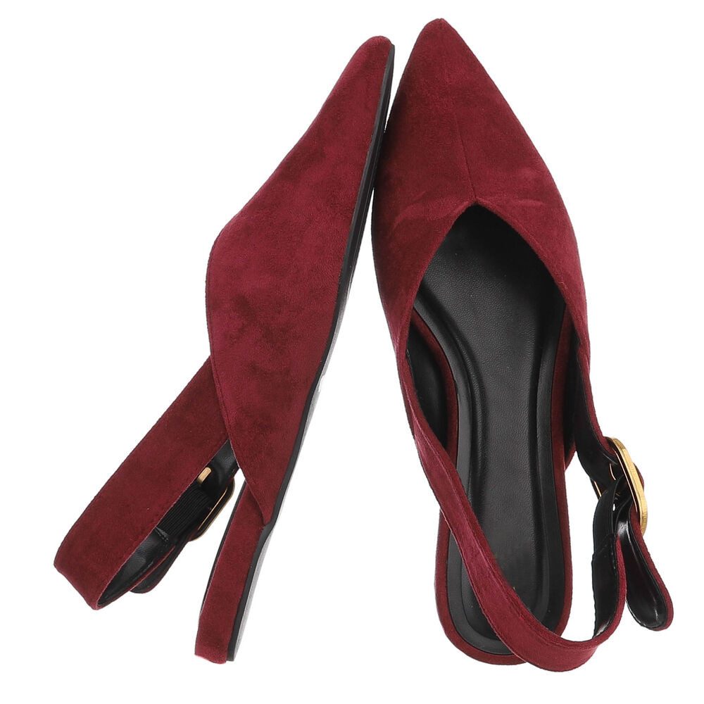 Ital-Design Eleganter Slingback-Schuh für Damen mit dekorativer Schnalle Schnürpumps (91512063) Flach Schnür- & Riemchenpumps in Weinrot