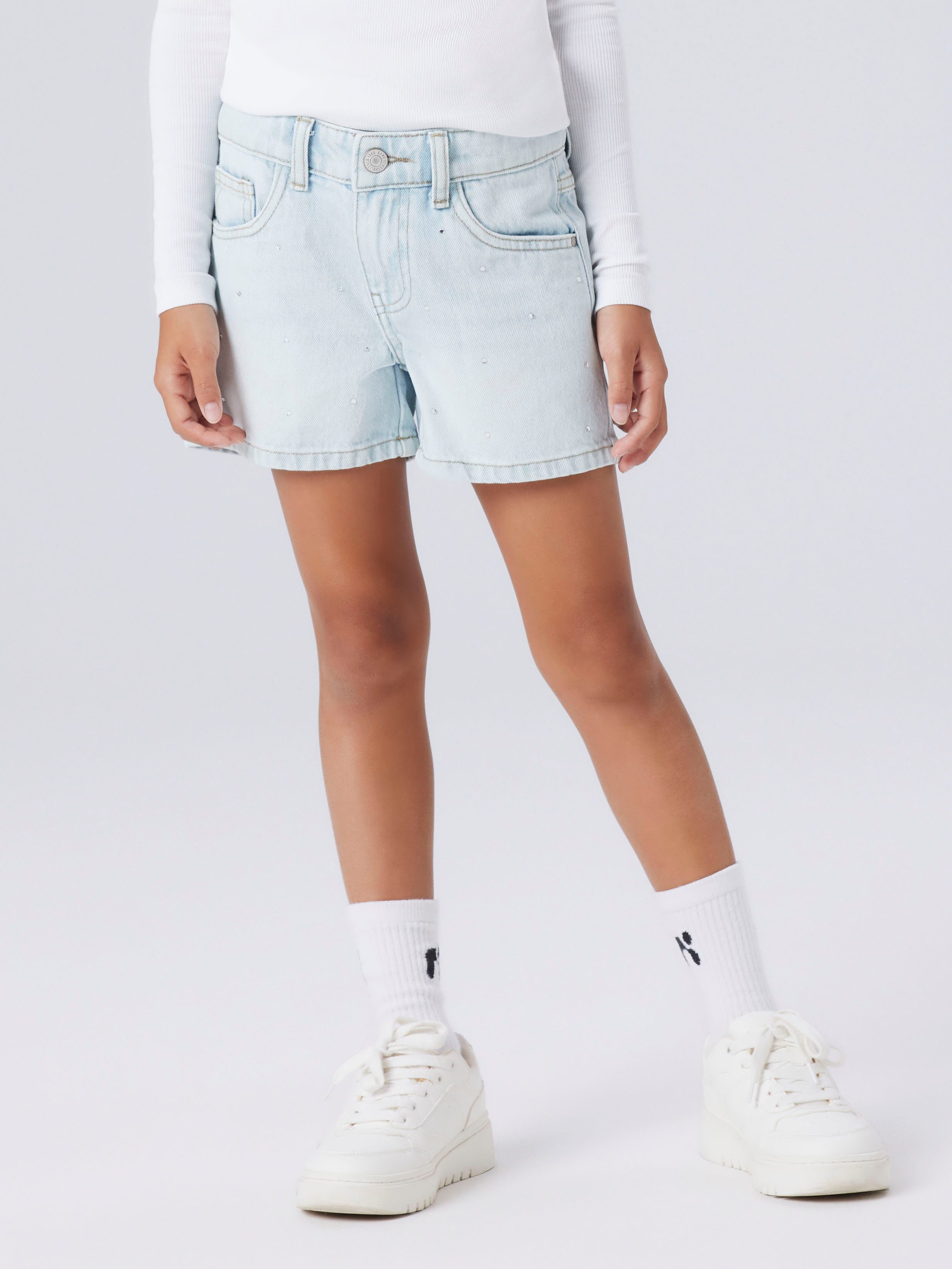 Name It Jeansshorts NKFROSE REG DNM SHORTS 6042-AC NOOS Baumwolle, mit Glitzersteinchen