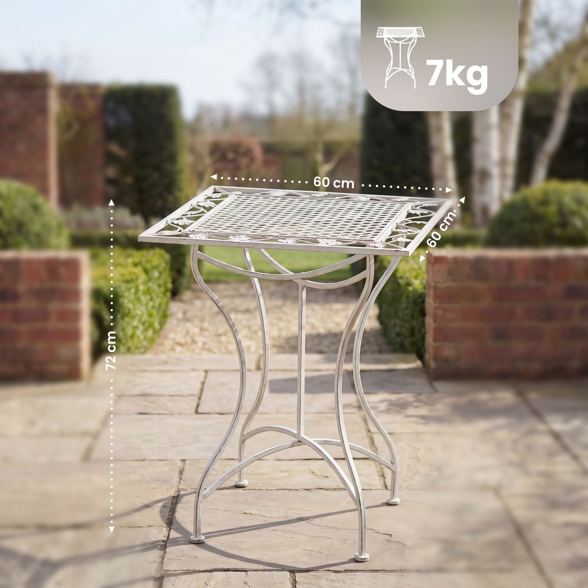 furnicato Beistelltisch Gartentisch Asina Bistrotisch 60x60x72 cm antik weiß (1-St)