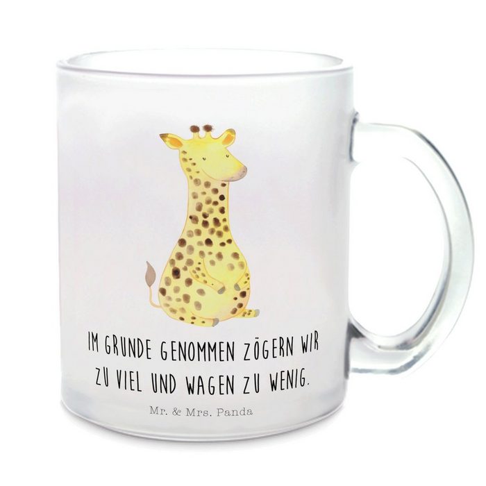 Mr. & Mrs. Panda Teeglas Giraffe Zufrieden - Transparent - Geschenk Teeglas Glück Afrika T Premium Glas