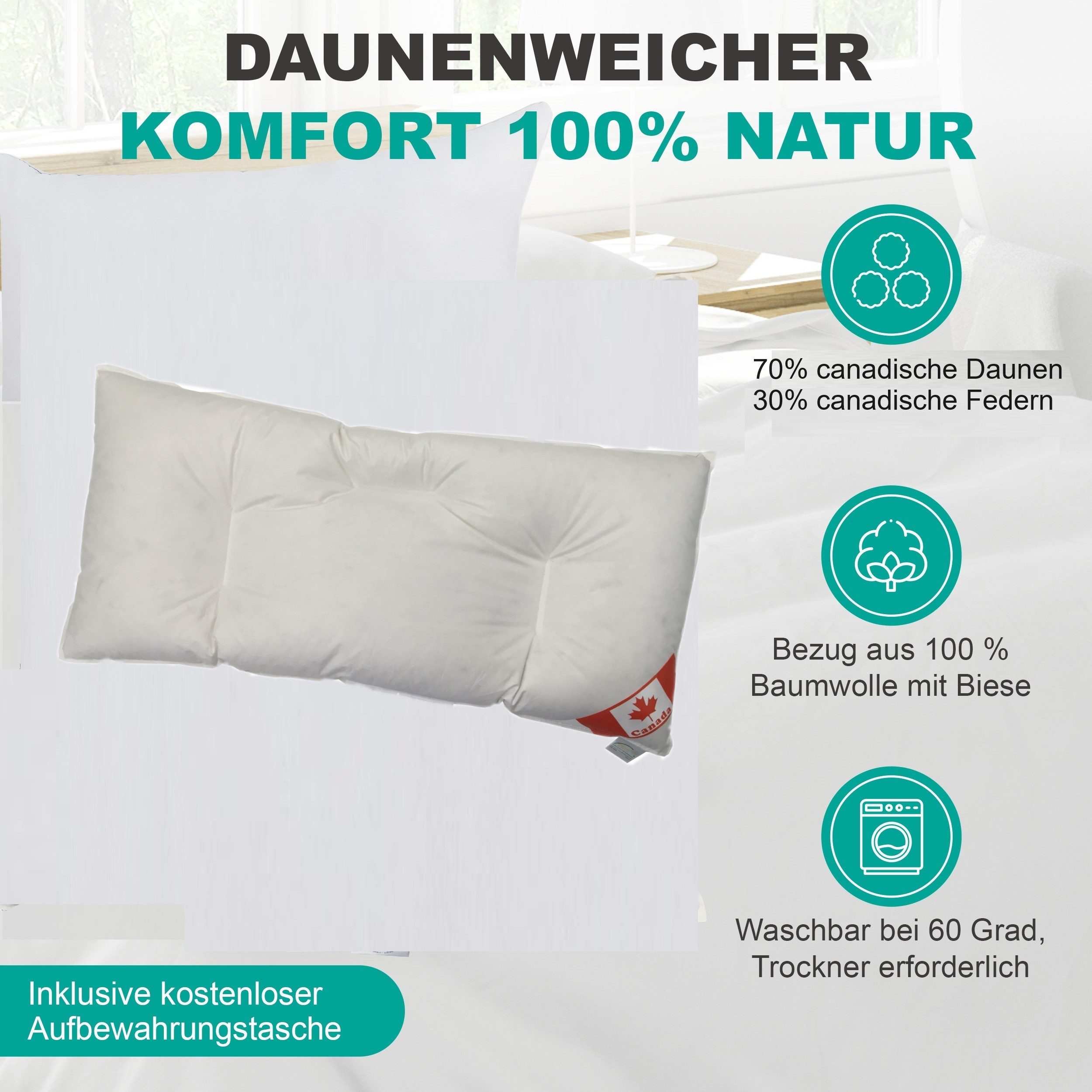 Canada Bauchschläferkissen Basic Bauchschläferkissen Daunenfederkissen U günstig online kaufen
