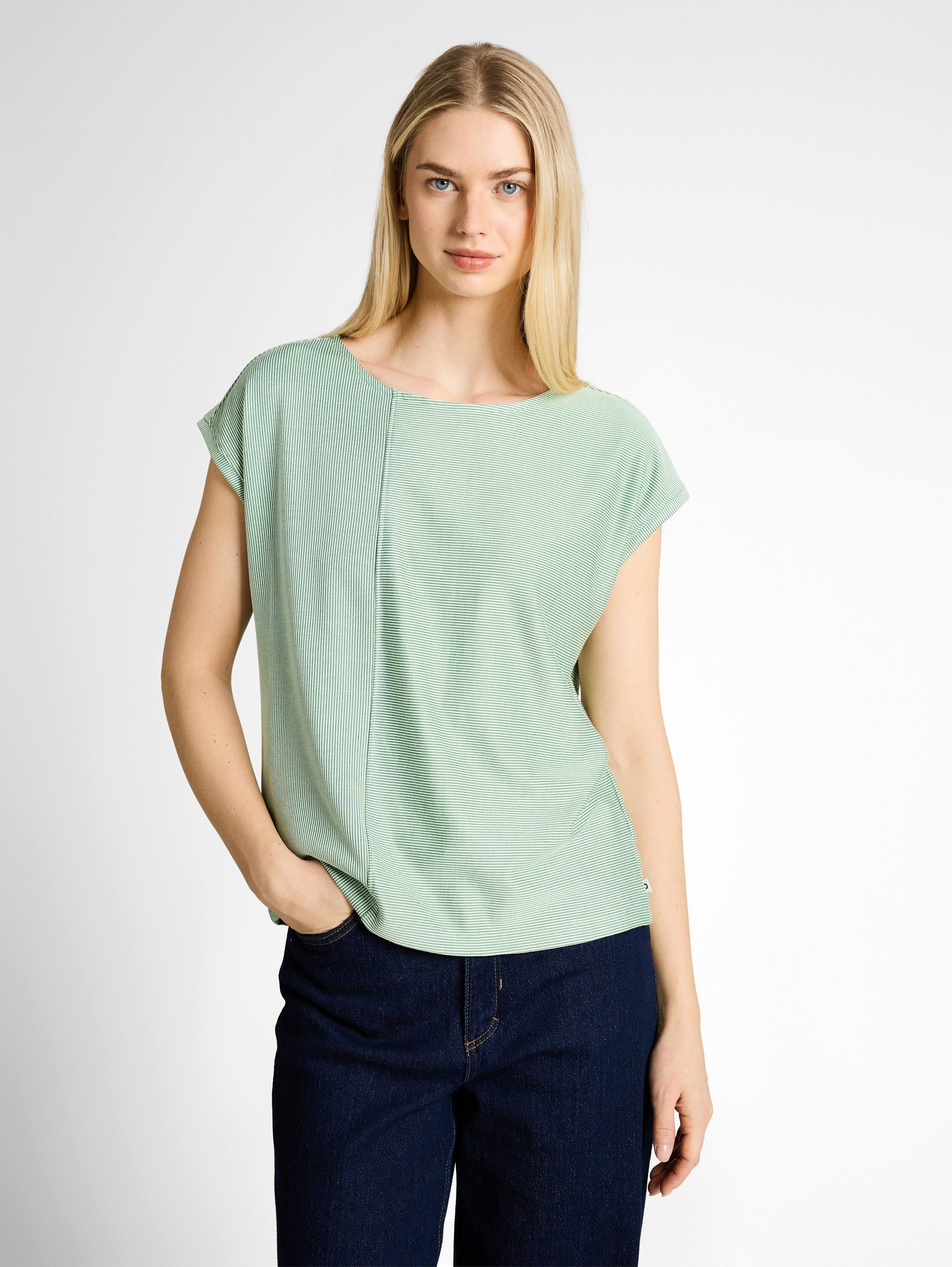 TOM TAILOR Denim Rundhalsshirt Ärmellos im Streifen-Look