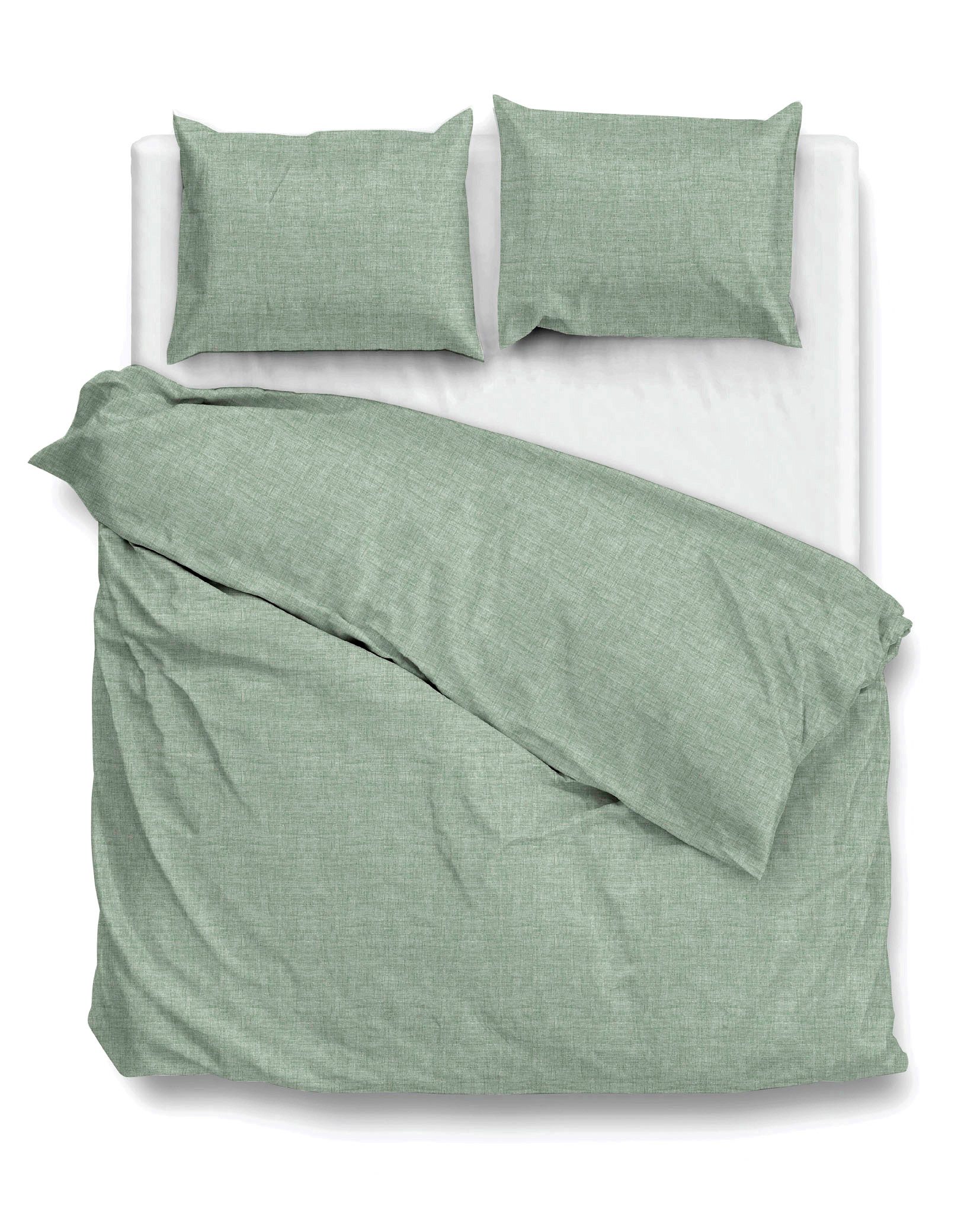 ZO HOME Bettwäsche Lino Bettwäsche 200 Moss Green 200x200 Moss-Green Uni, Baumwolle, 3 teilig, Bettwäsche 200x200 Baumwollbettwäsche Baumwolle Uni Reißverschluss