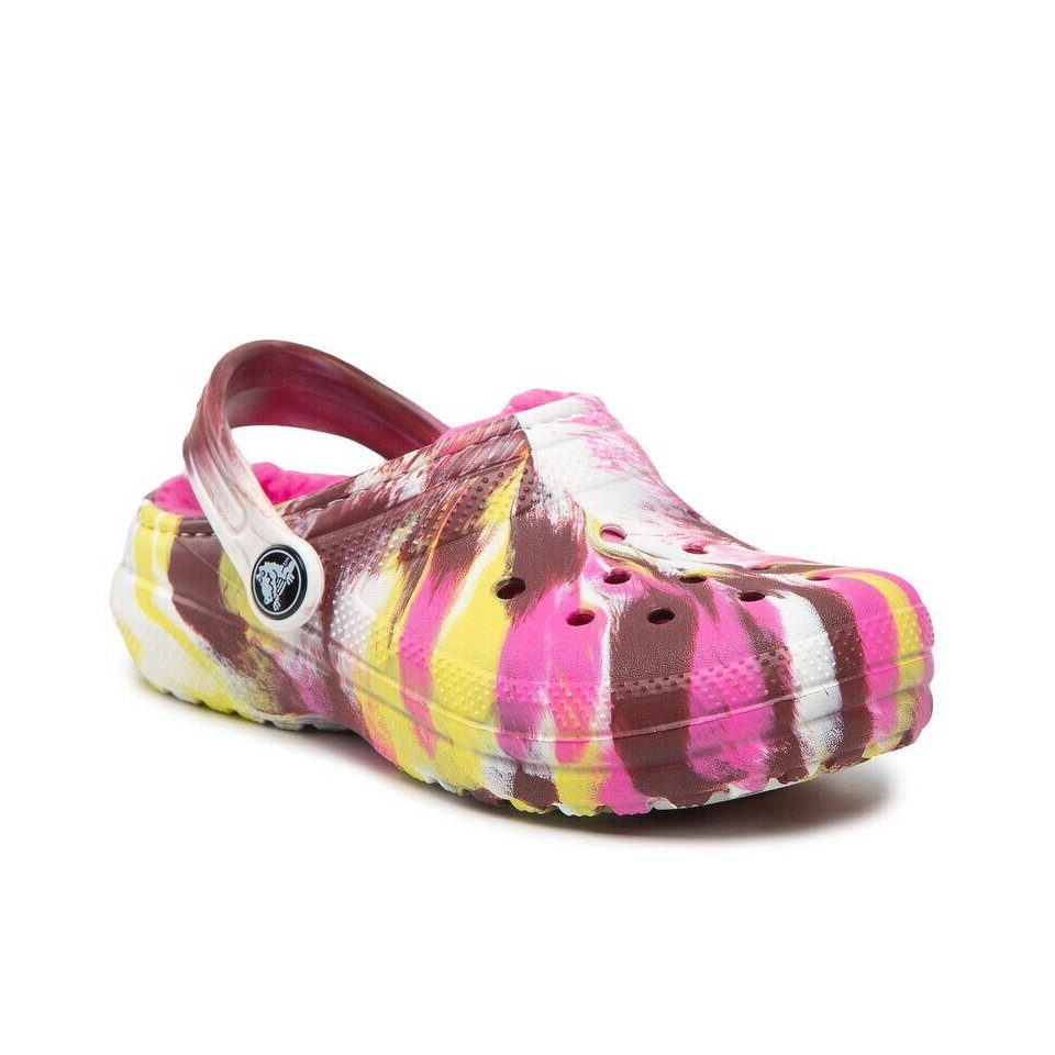 Crocs Damen/ Kinder Classic Lined Marbled Electric Pink/ Multi gefüttert Clog