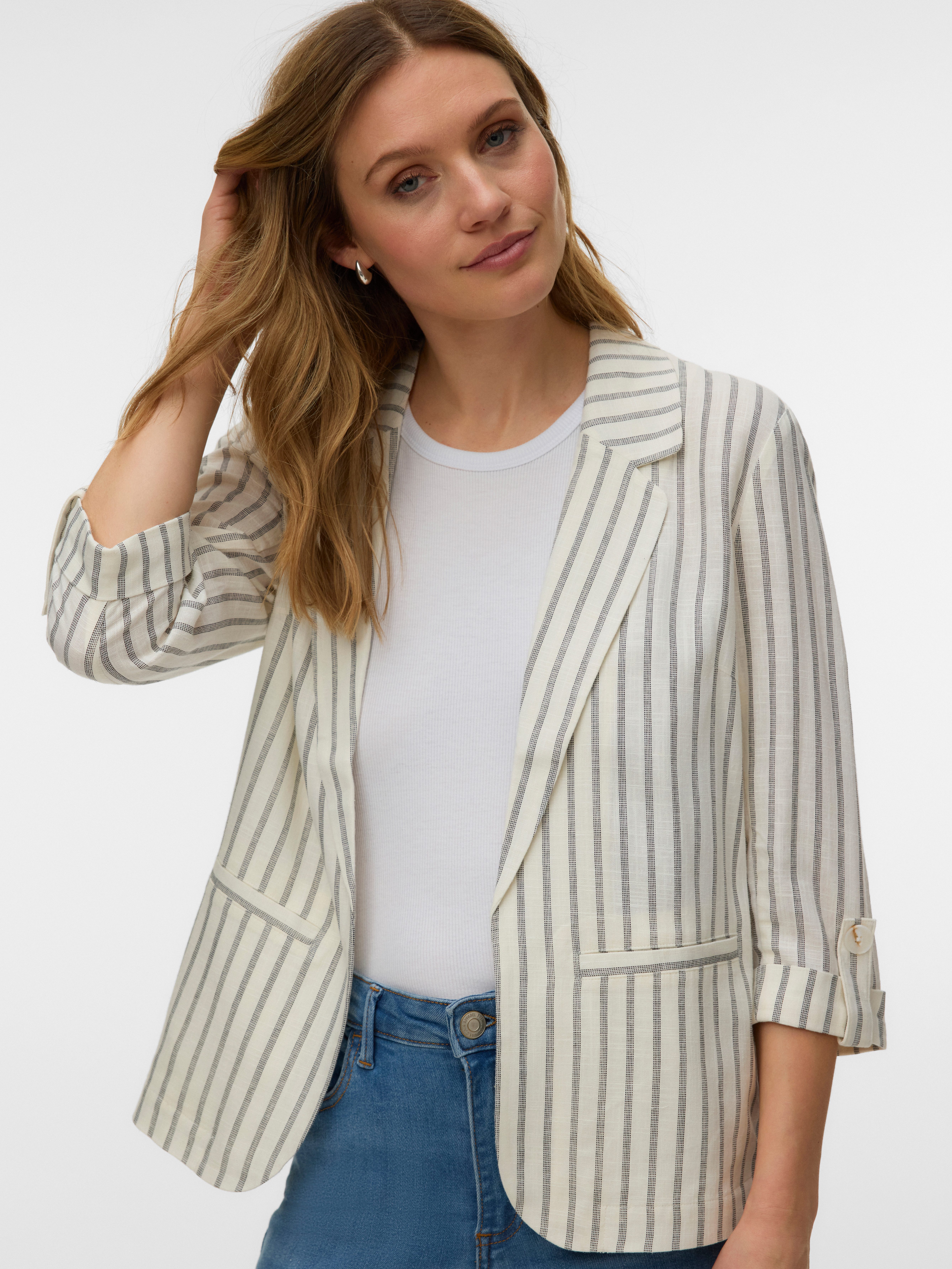 Vero Moda Longblazer VMROSIE 3/4 LOOSE BLAZER NOOS Viskosemischung, regular fit, mit Leinen