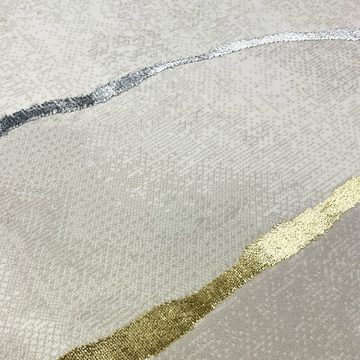 Teppich Glamouröser Wohlfühlteppich mit glänzenden Elementen in Silber Gold, Carpetia, rechteckig, Höhe: 8, 8 mm, Geeignet für Fußbodenheizung
