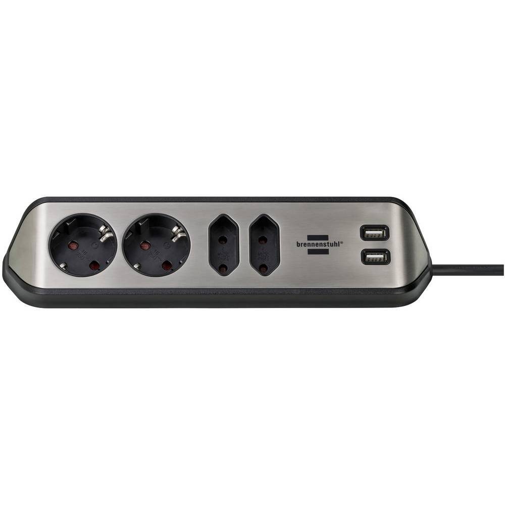 Brennenstuhl Ecksteckdosenleiste 4-fach mit USB Steckdosenleiste (Kabellänge 2.00 m), mit USB