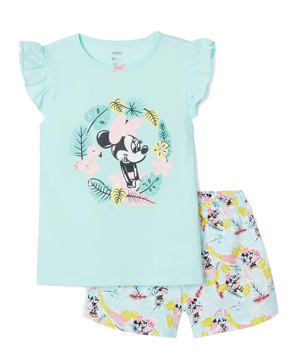 ZIPPY Pyjama Zippy Mädchen Minnie Mouse Shorty Schlafanzug Pyjama kurz hellgrün (2 tlg)