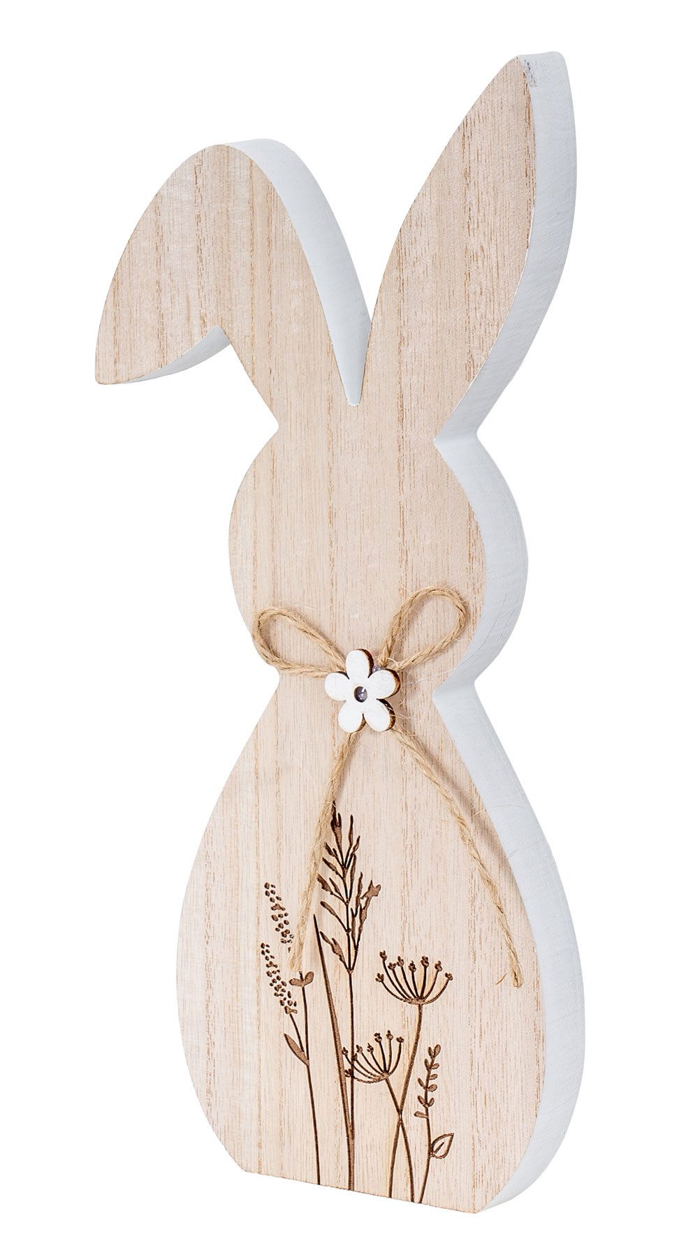 Levandeo® Osterhase, Deko Aufsteller Hase Holz H20cm Blumen Natur Tischdeko Frühling