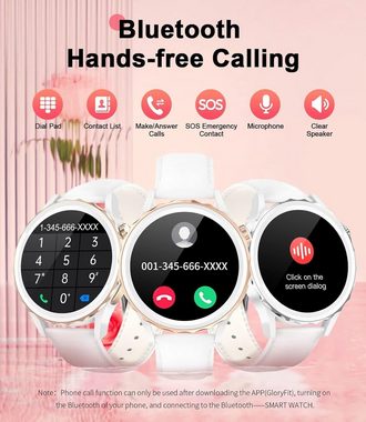 Lige Smartwatch (1,32 Zoll, Android, iOS), mit Telefonfunktion Herzfrequenz Schlaf Musikkontrolle, Schrittzähler