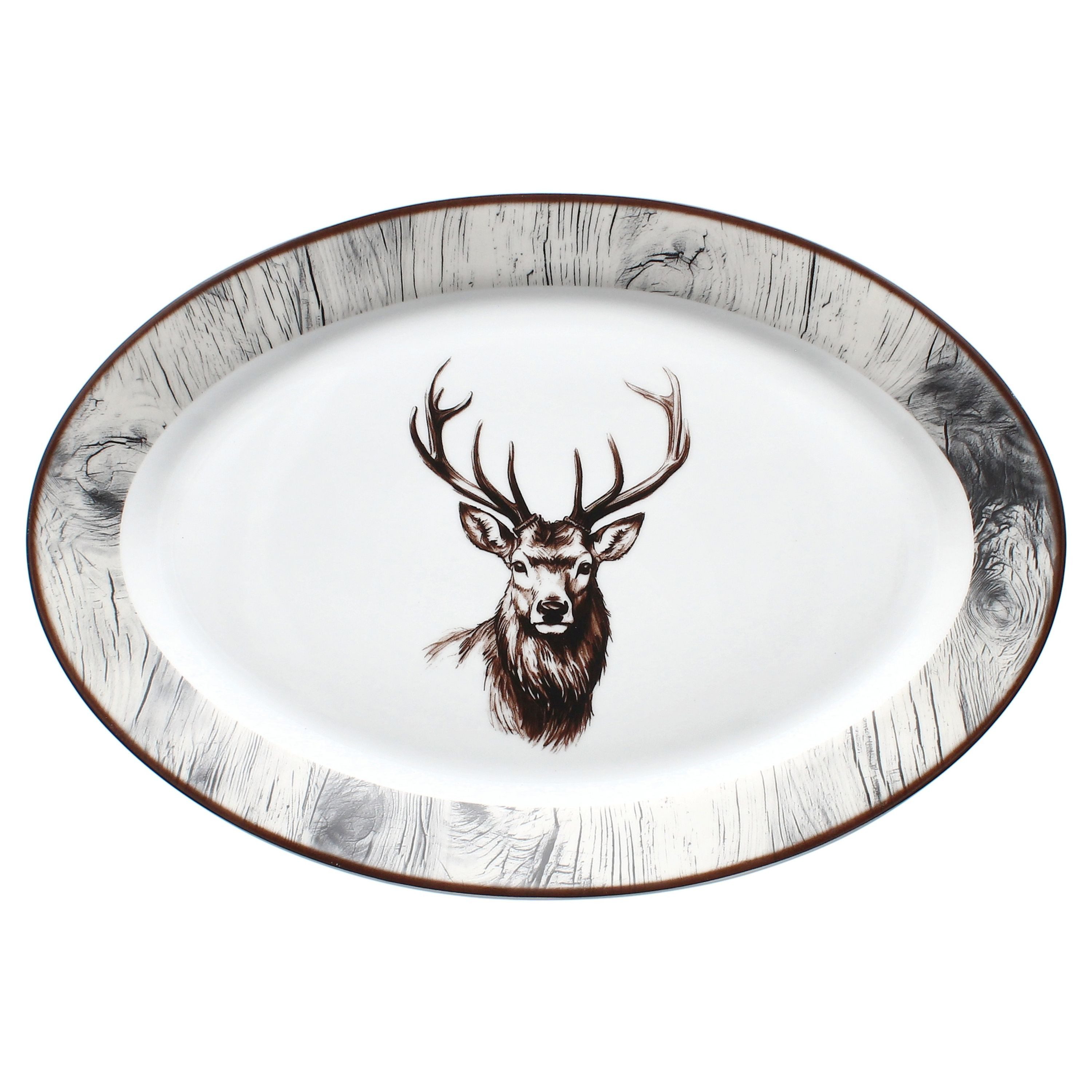 MamboCat Servierplatte Alois Servierplatte oval Porzellan 35,5x24,3cm Hirsch Grill-Teller, Porzellan