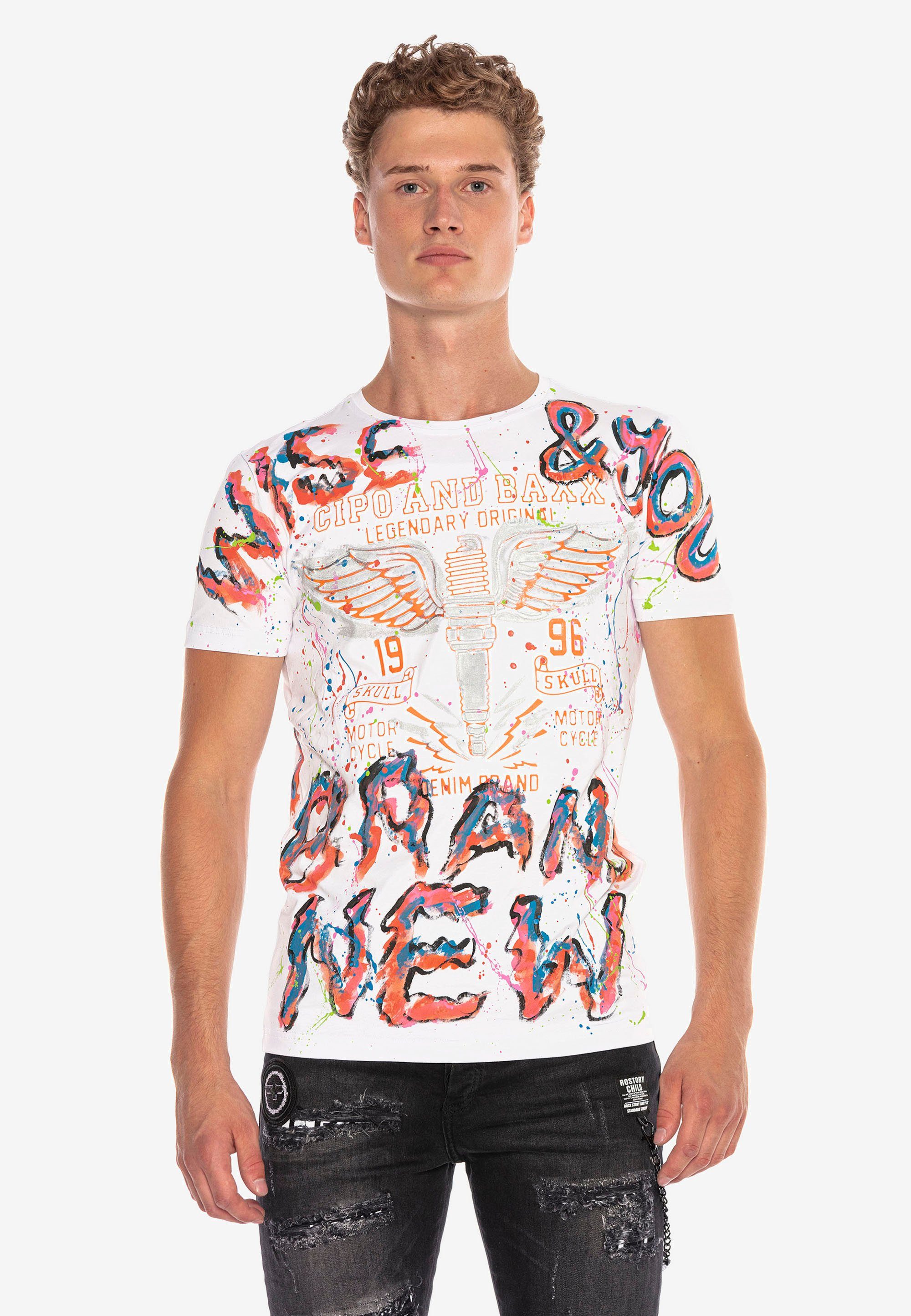 & trendigen Handpaint-Design Baxx Cipo im T-Shirt