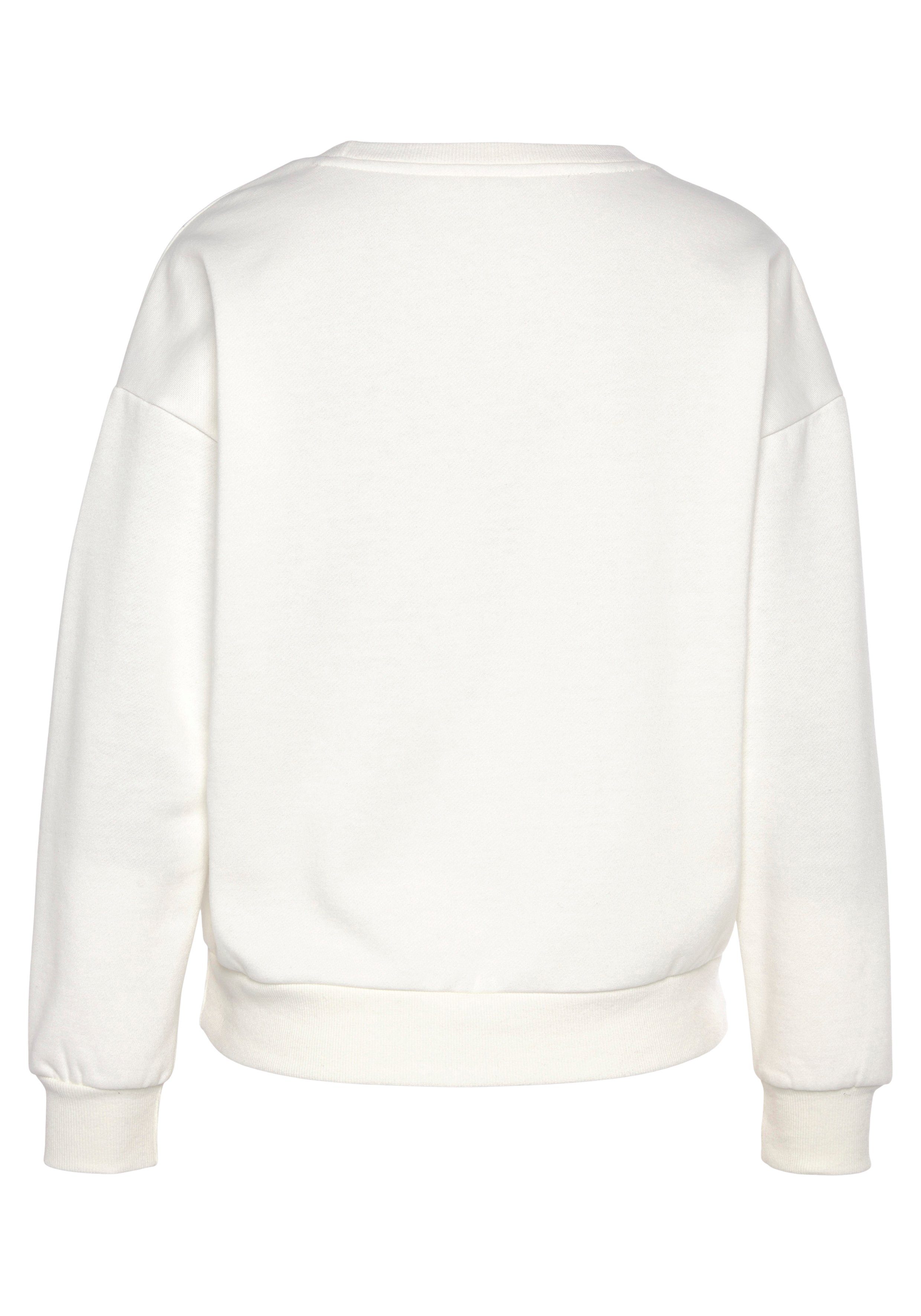 Loungewear, glänzendem -Loungeshirt Sweatshirt Bench. mit Loungeanzug weiß Logodruck, Loungewear