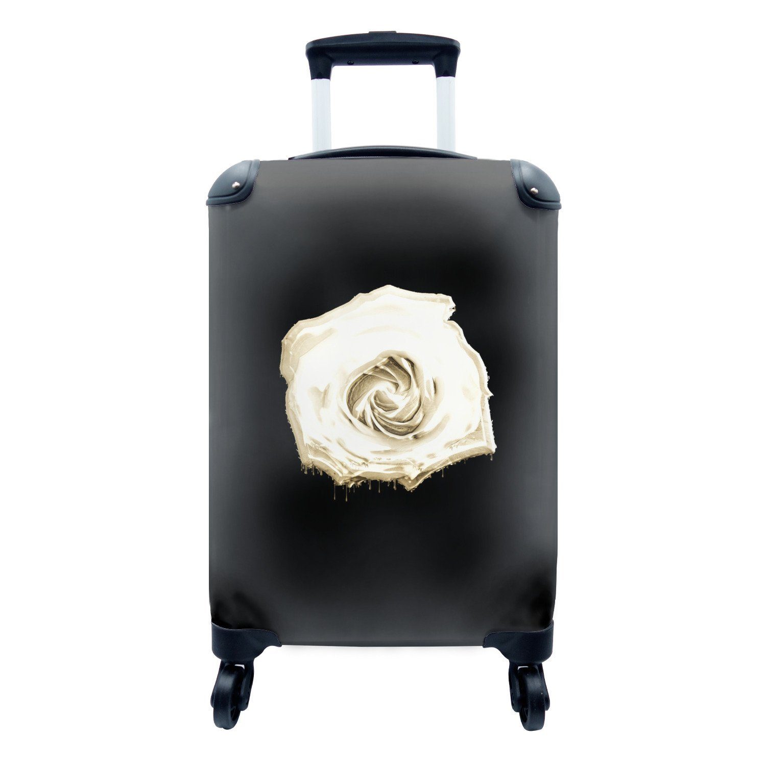 Blume Reisetasche Handgepäck Reisekoffer für Handgepäckkoffer - Rollen, 4 rollen, Rose, Weiß MuchoWow mit Ferien, Trolley, -