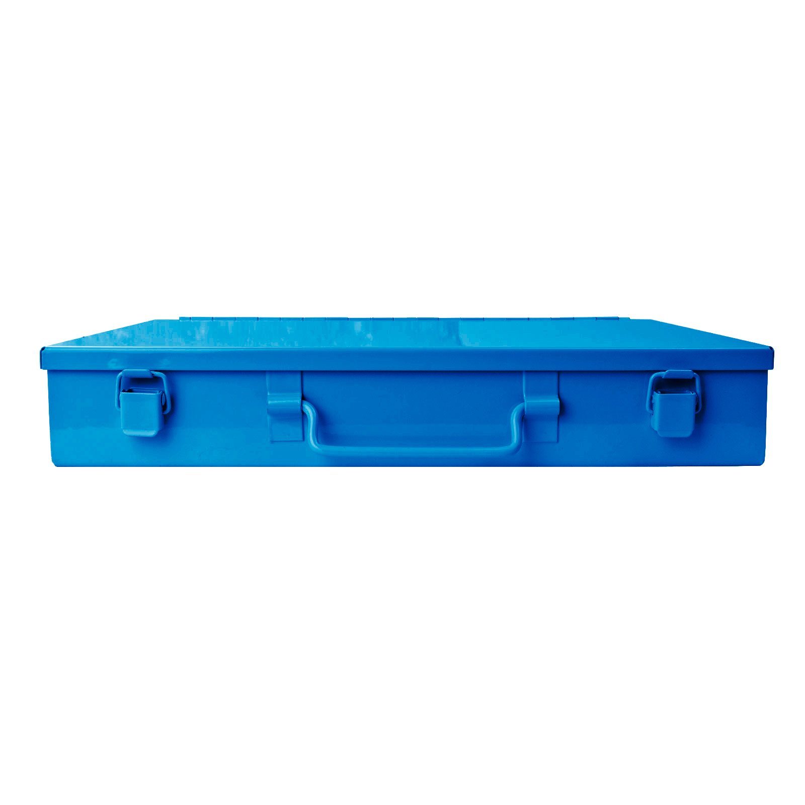PROREGAL® Werkzeugkoffer Stahlblechkästen Blau mit HxBxT Himmelblau Spannverschluss, 5x24x33,5cm