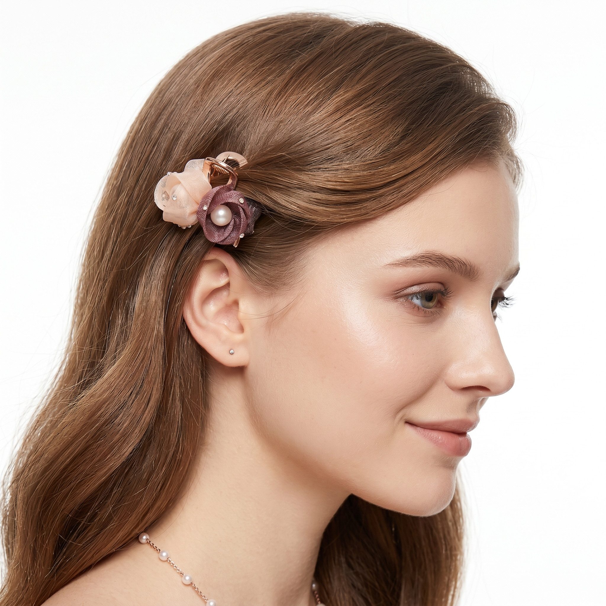 The Beauty House Haarklammer Romantische Haarspange mit Blüten & Perlen, – Haarschmuck als Haarclip für Hochsteckfrisuren