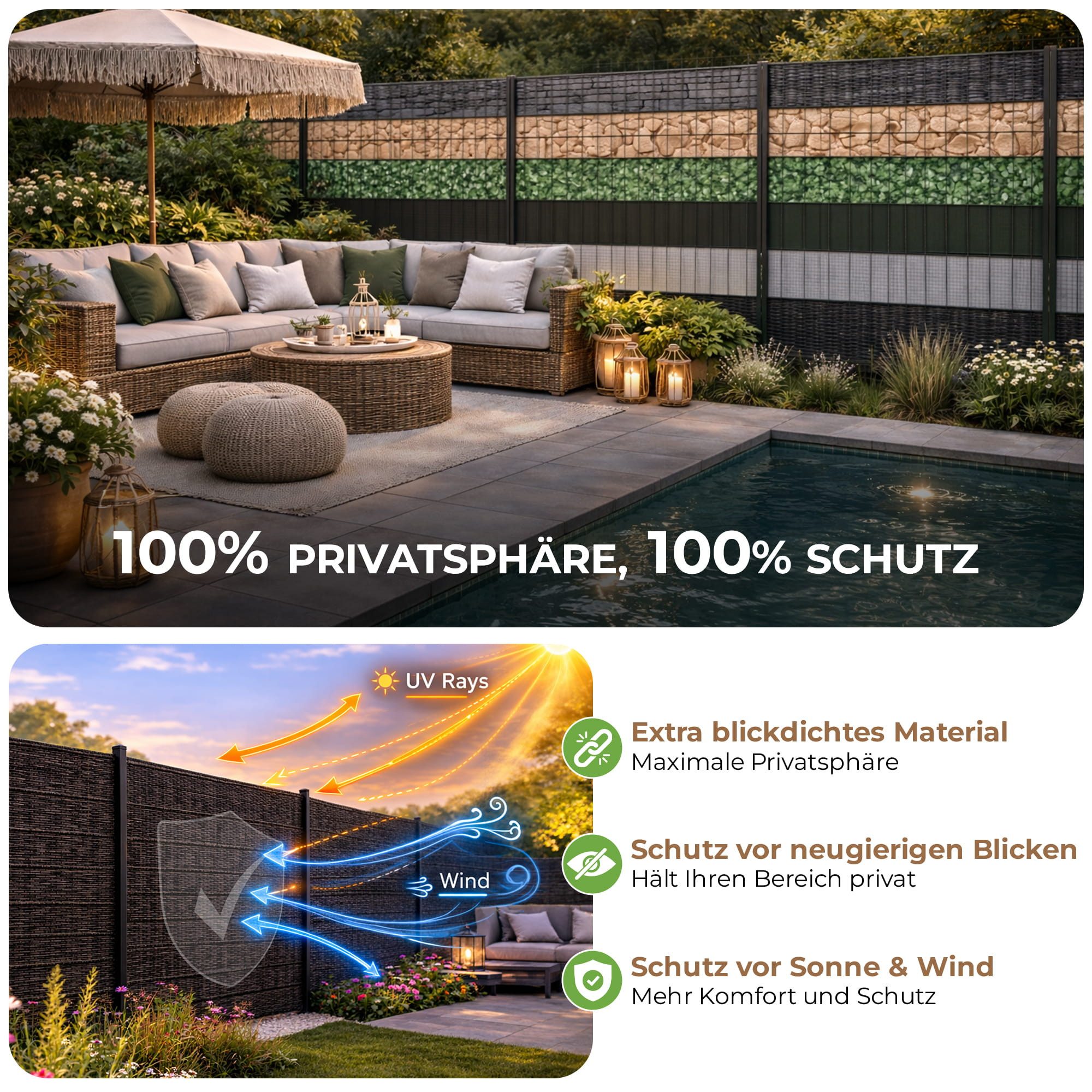 BooGardi Sichtschutzstreifen PVC Sichtschutzstreifen · Sichtschutz Zaun · blickdicht & wetterfest, (1 Rolle 19 cm x 35 m Hellgrau · 450 g/m² · inkl. 30 Clips), Zaunblende für Doppelstabmattenzaun & Stabmattenzaun