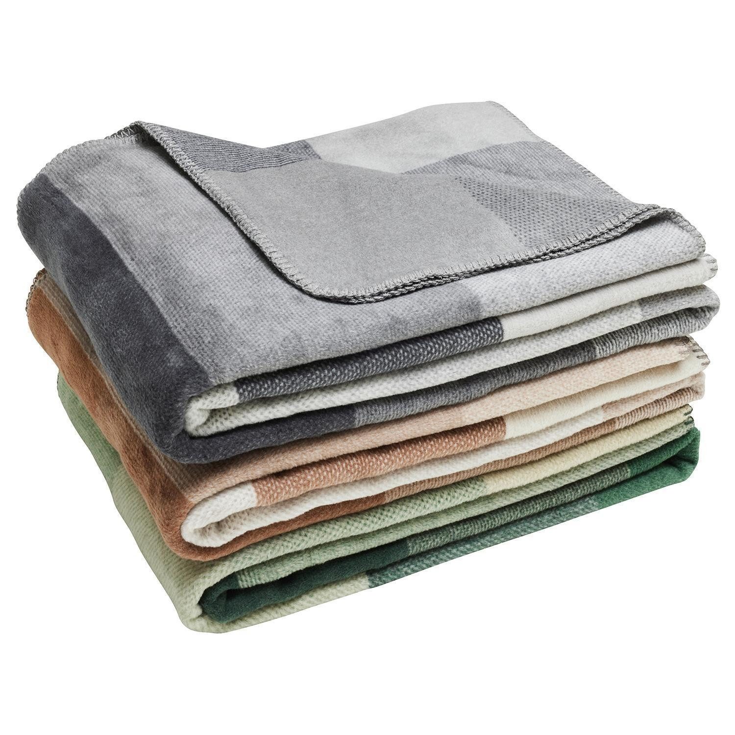 Wohndecke SARU, 150 x 200 cm, Grün, Creme, Mischgewebe, mit Karos günstig online kaufen