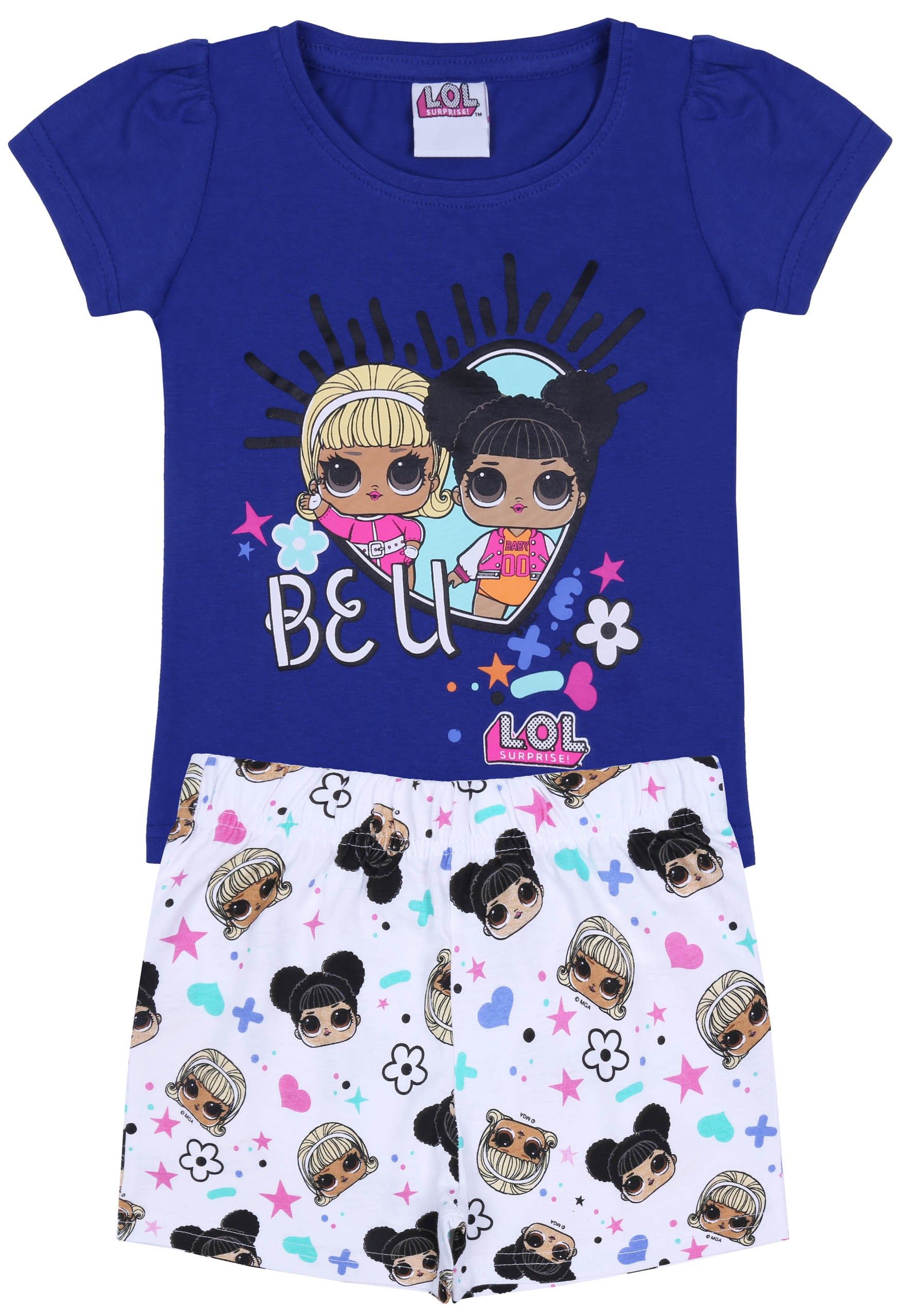 Schlafanzug Dunkelblau-weißes Pyjama mit kurzen Ärmeln LOL SURPRISE 4 Jahre
