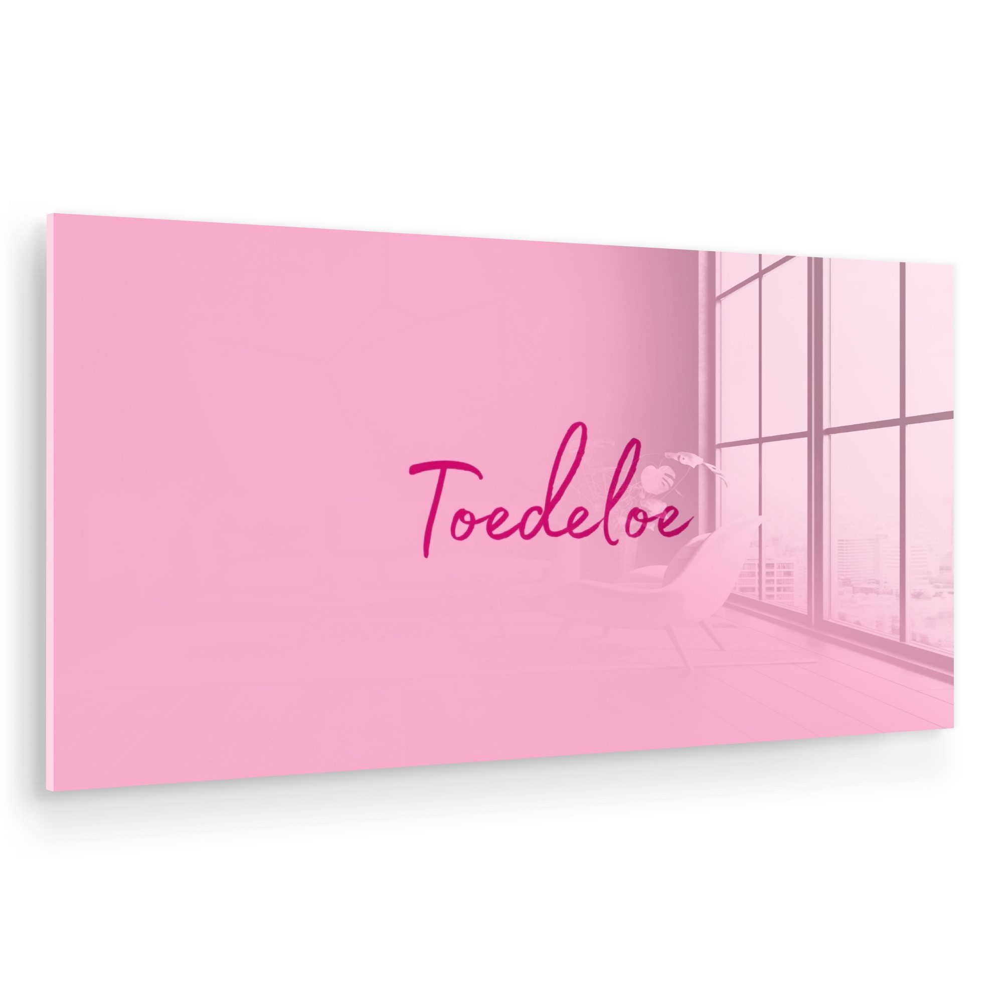 MuchoWow Acrylglasbild Zehentrenner - Rosa - Minimalistisch, Inkl. Aufhängung, Foto auf Glas, Wanddekoration, Deko Wohnzimmer, 80x40 cm